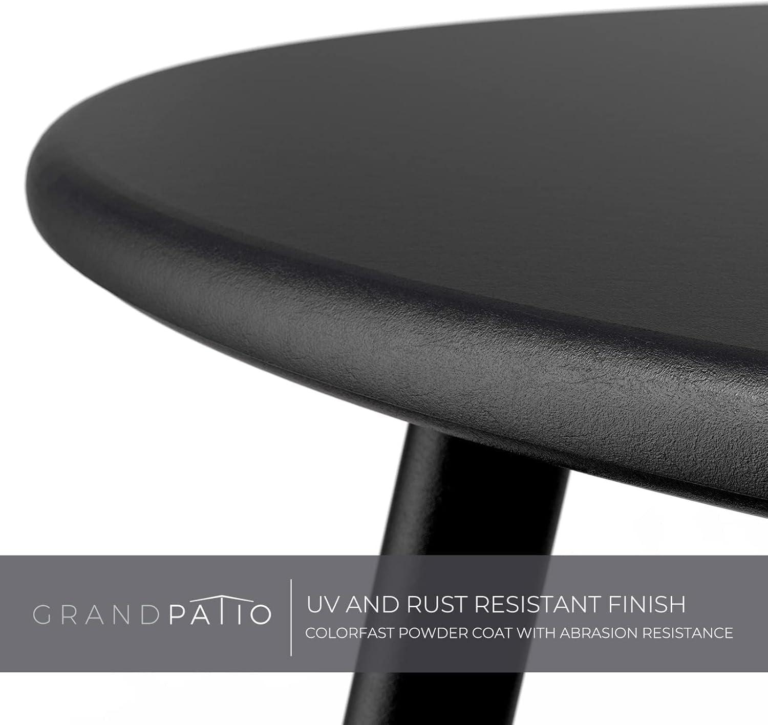 Black Round Steel Patio Side Table with Adjustable Feet