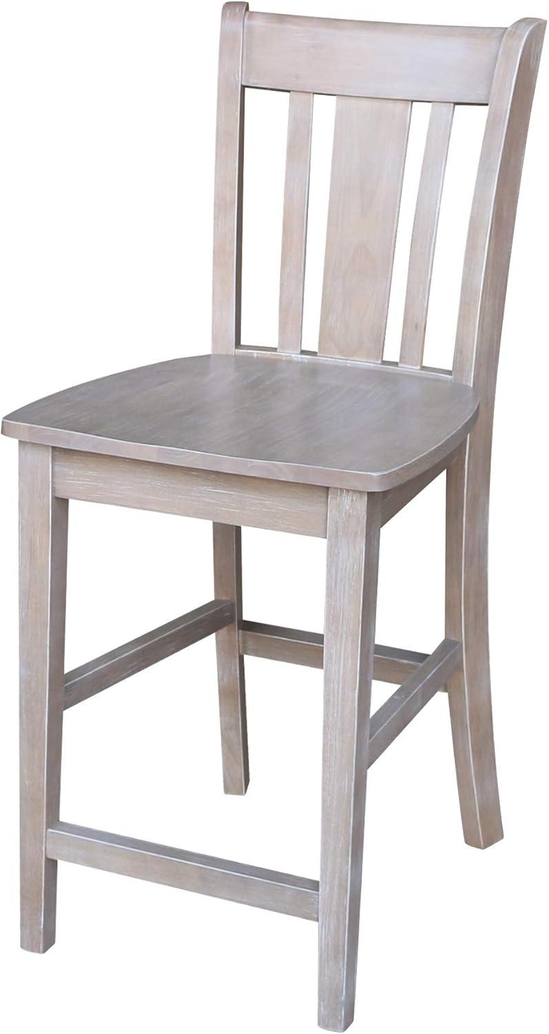 San Remo Washed Gray Taupe Solid Wood Counterheight Stool - 24" Seat