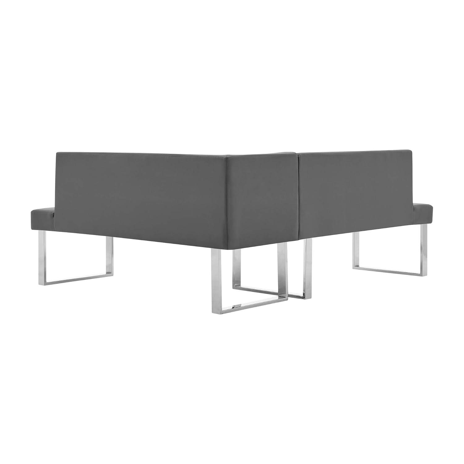 Amanda Contemporary Nook Corner Dining Bench: Chrome Legs, Padded Seat - Armen Living
