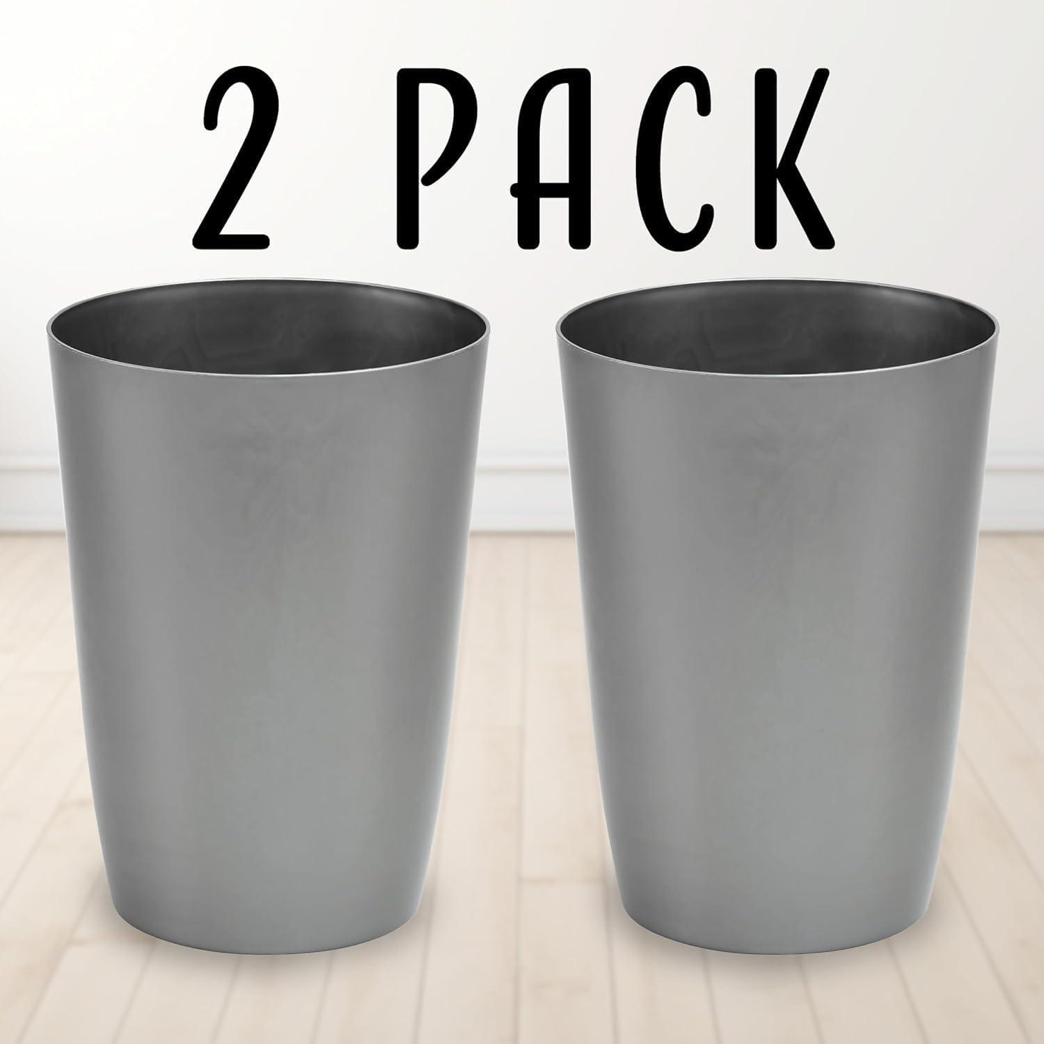 Small Trash Can – Open Top Garbage Cans for Kitchen, Office, Dorm, Bathroom, etc. –Waste Can for Compact/Tight Spaces – 2 Gallon Trash Bin- Silver Brushed