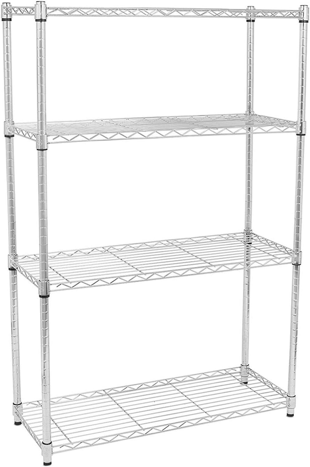 Honey Can Do 4-Tier Heavy-Duty Adjustable Shelving Unit With 250-Lb Weight Capacity, Chrome, Basement/Garage