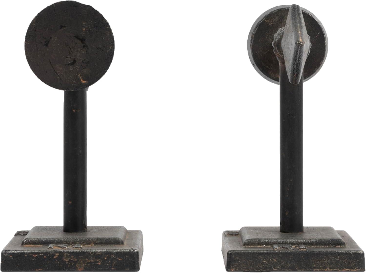 Metal Arrow Bookends Set of 2 (3-1/2"H) - Storied Home: Cast Iron, Antique Bronze Finish, Decorative Accessory