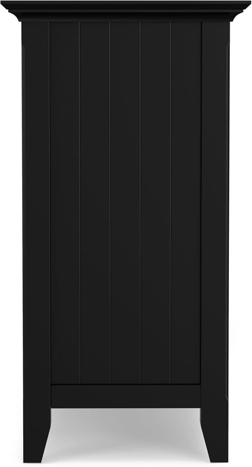 Simpli Home Acadian 62"W Solid Wood 3-Shelf Storage Cabinet with Tempered Glass Doors and Adjustable Shelves