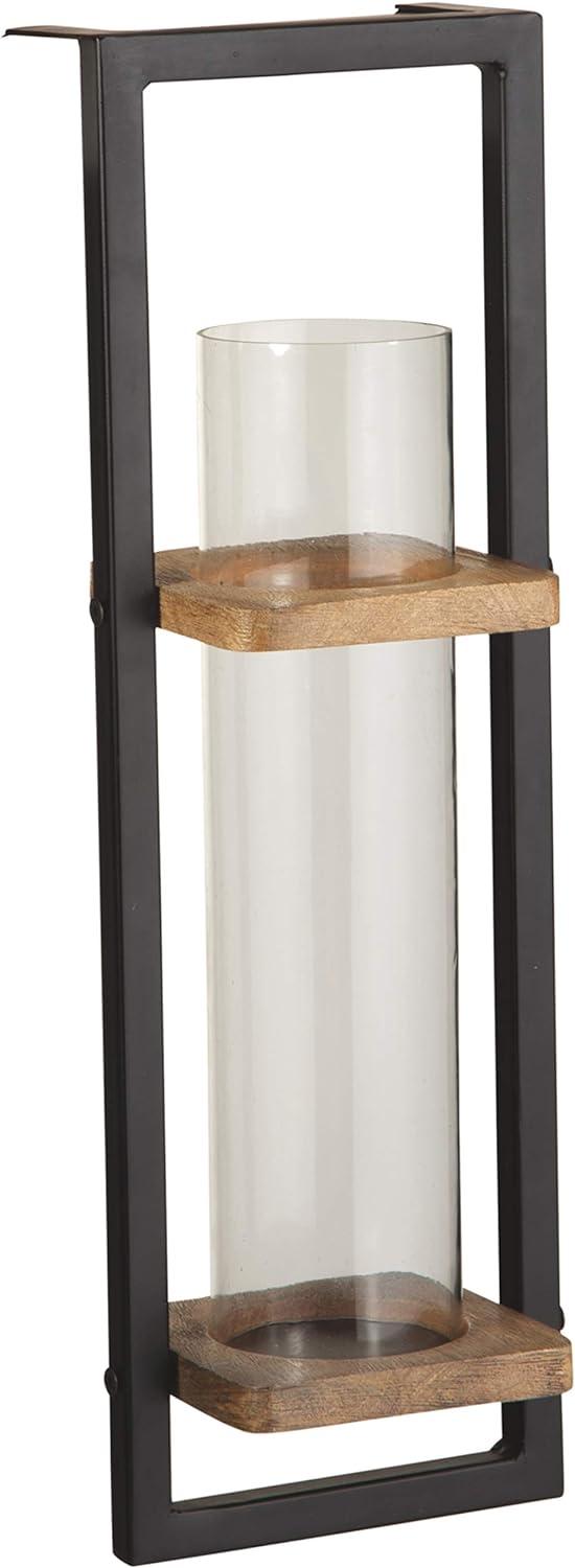 Colburn Contemporary Black Wood Wall Sconce, 23.75" Height