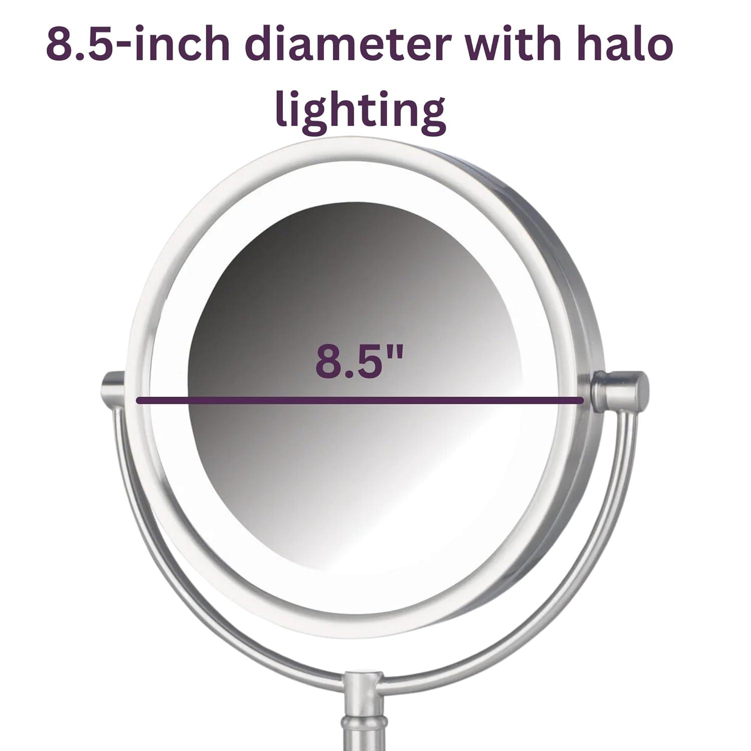 Symple Stuff 8.5" Lighted Tabletop Magnified Makeup Mirror, Plug In