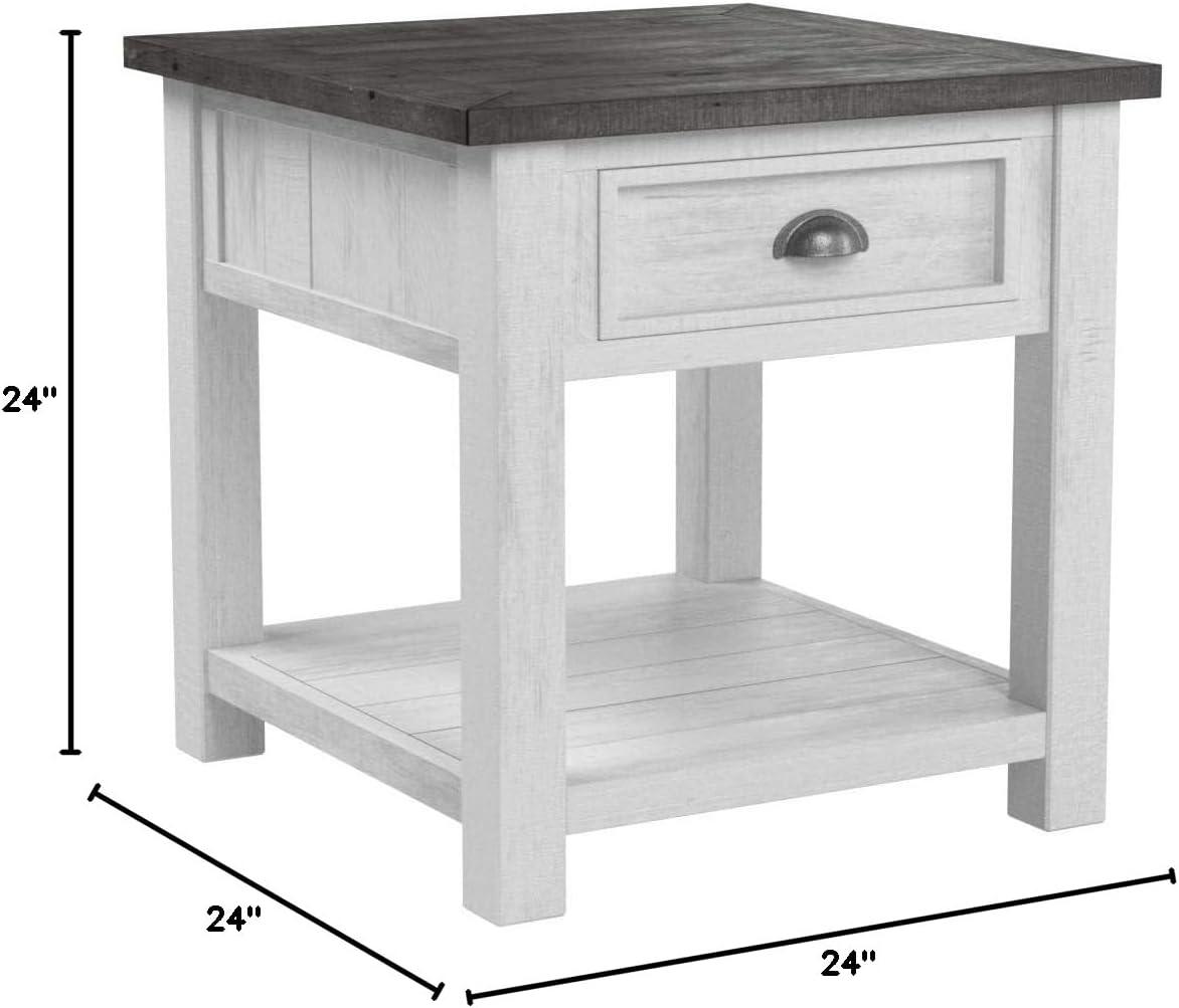 Martin Svensson Home Monterey Solid Wood End Table, White and Grey