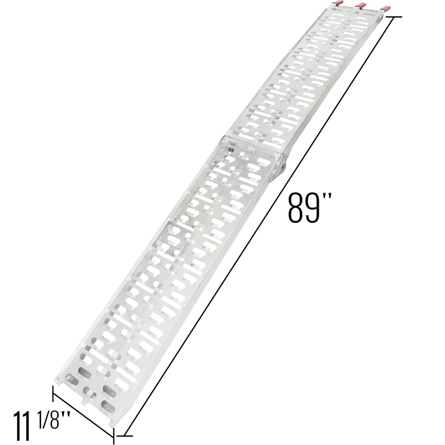 Black Widow Black Widow Aluminum Folding Motorcycle Ramp Arched Plate, Single Runner, Silver