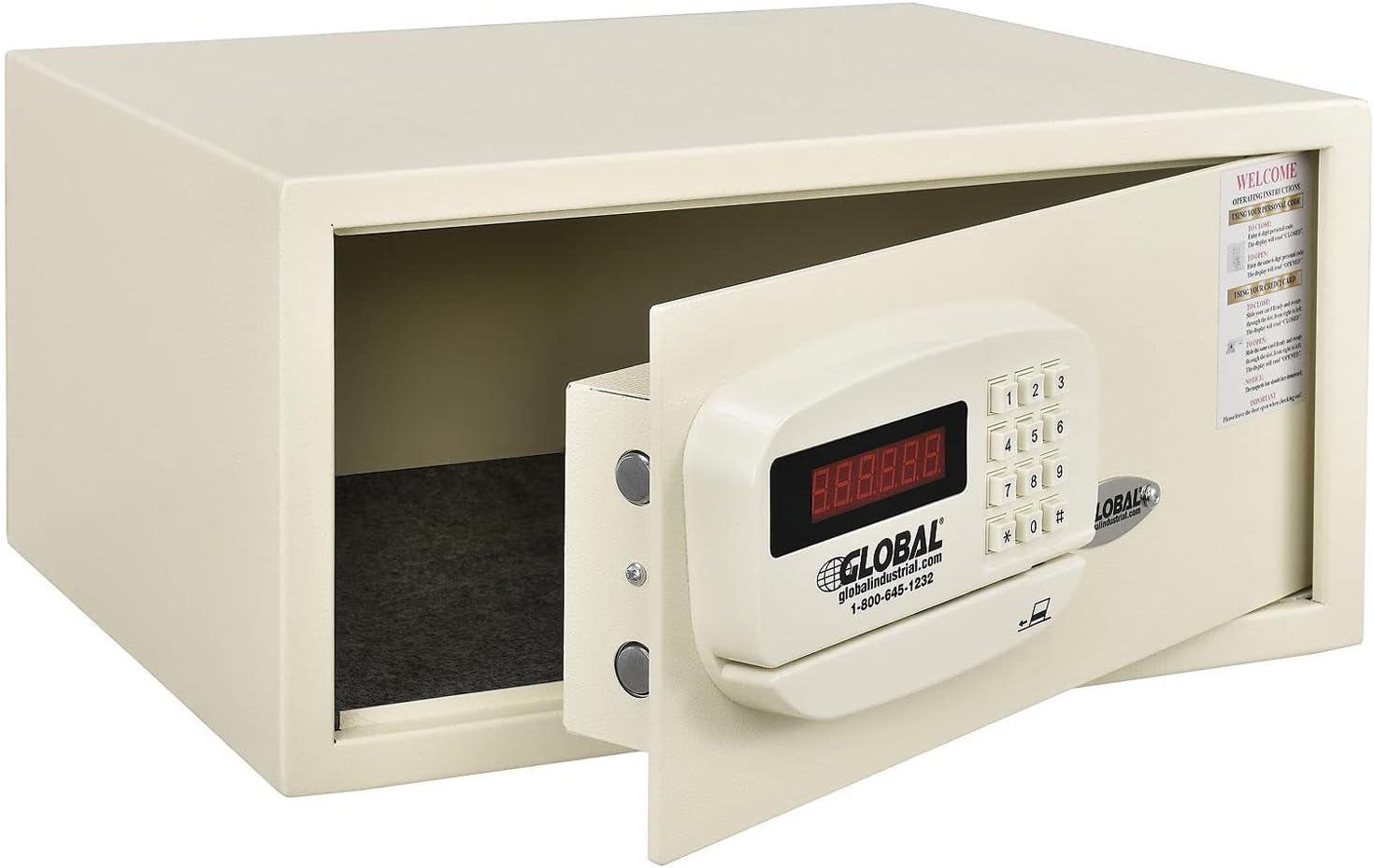 Off-White Steel Electronic Keypad Safe with Card Slot