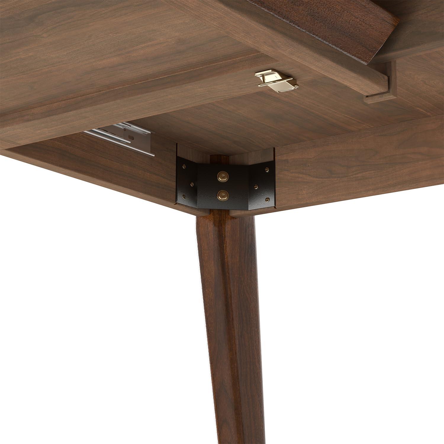 Draper 66-84"W Walnut Extendable Dining Table, Mid-Century Modern Style