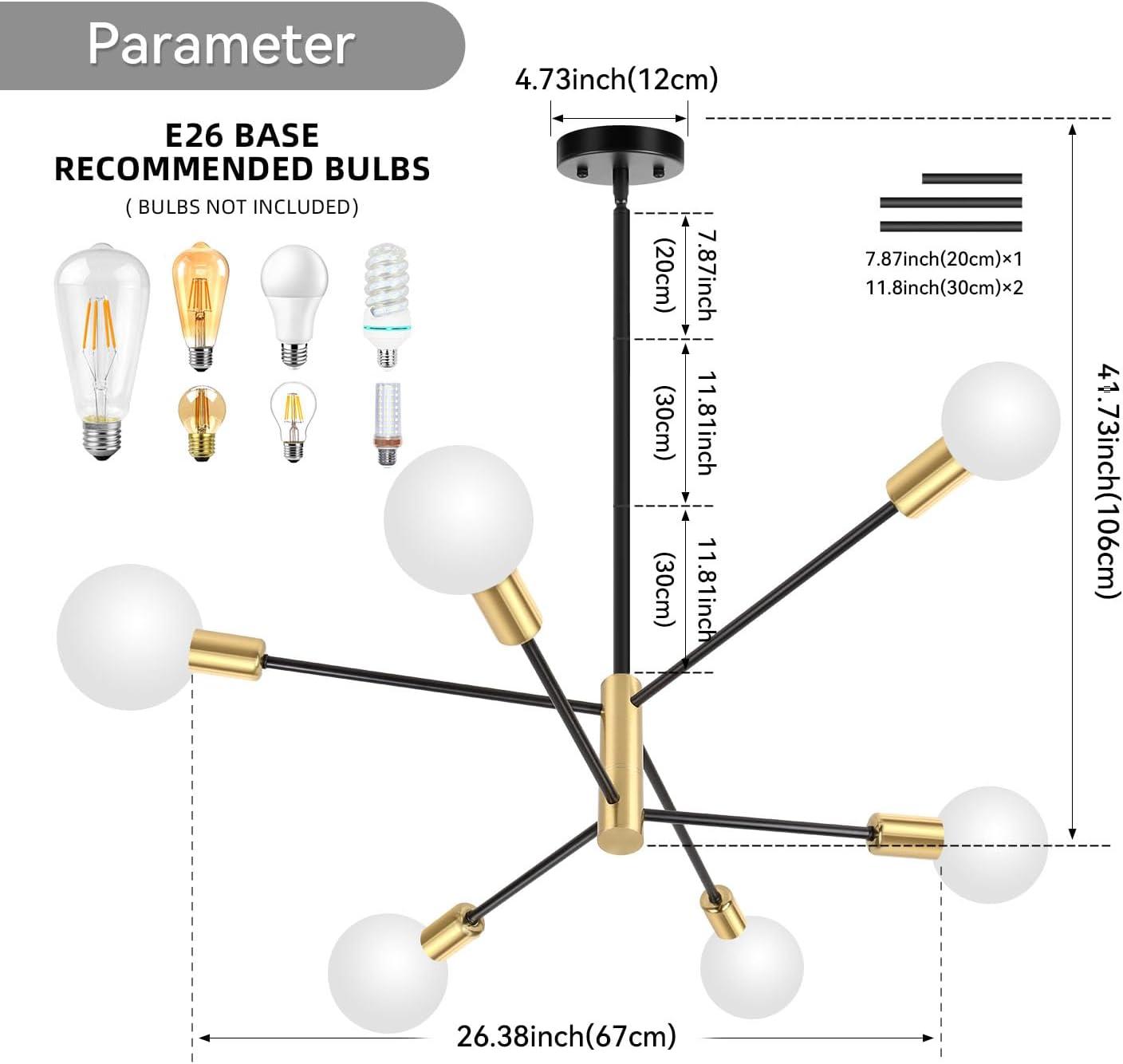 Cobina 6 - Light Dimmable Sputnik Sphere Chandelier