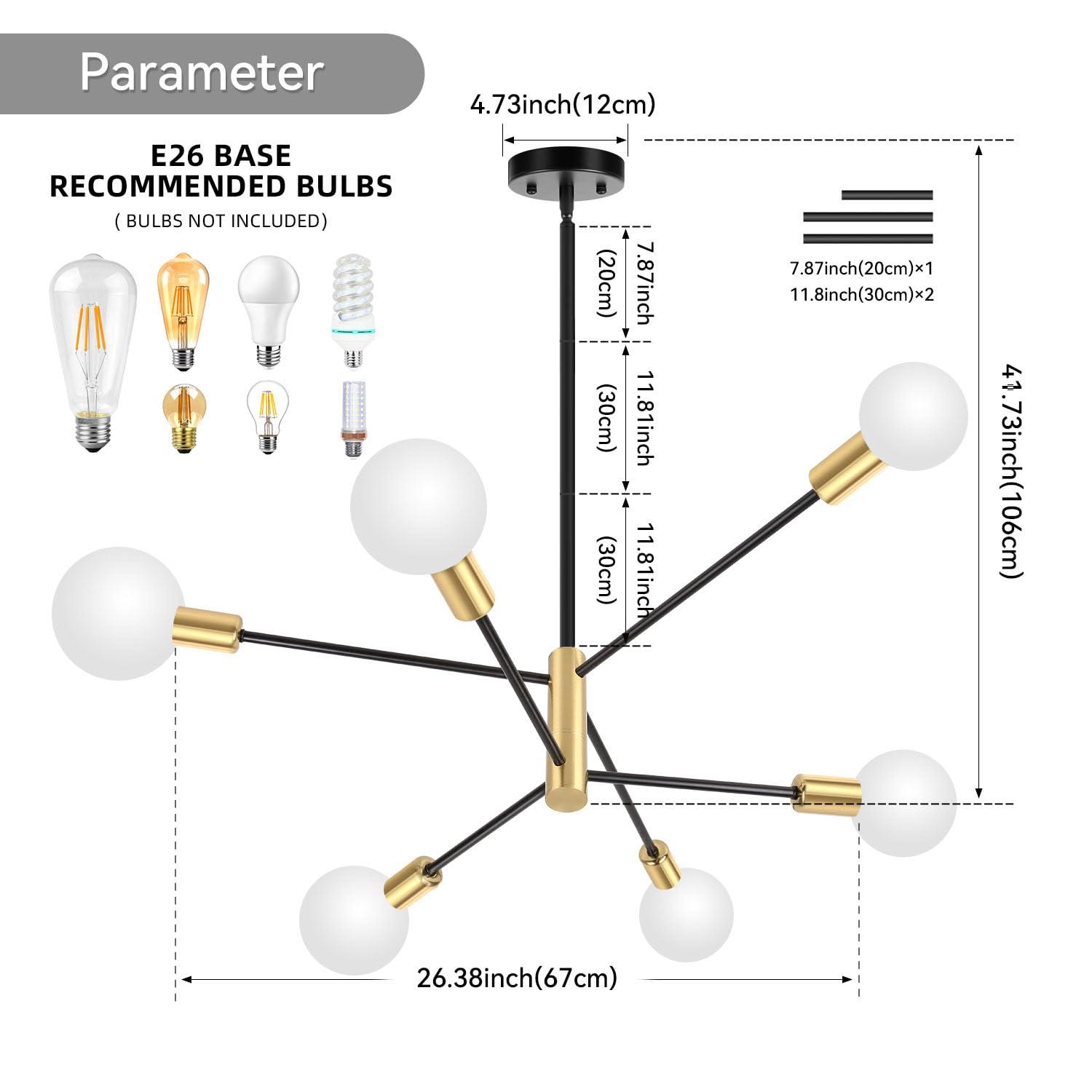 Cobina 6 - Light Dimmable Sputnik Sphere Chandelier