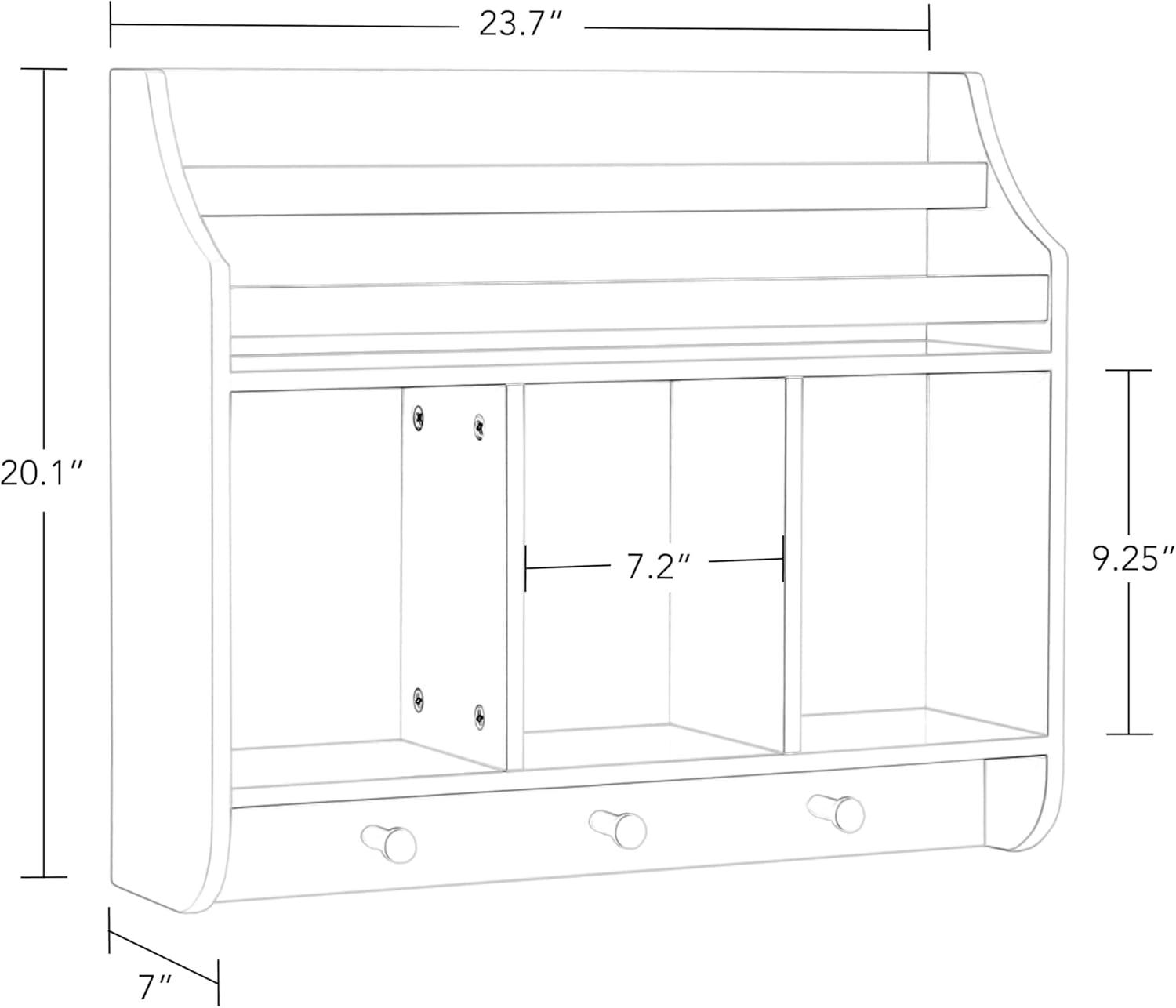 Book Nook Kids Wall Shelf with Cubbies and Bookrack - White