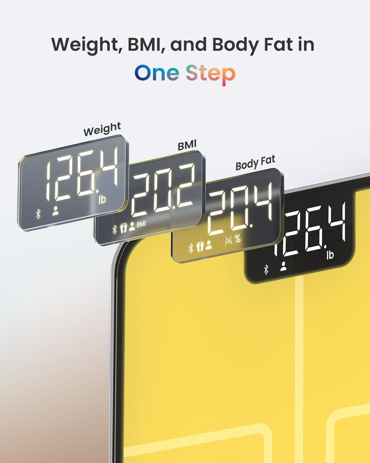RENPHO Smart Scale for Body Weight with Customize Scale Colors, Rechargeable, ITO Coating, Elis Chroma