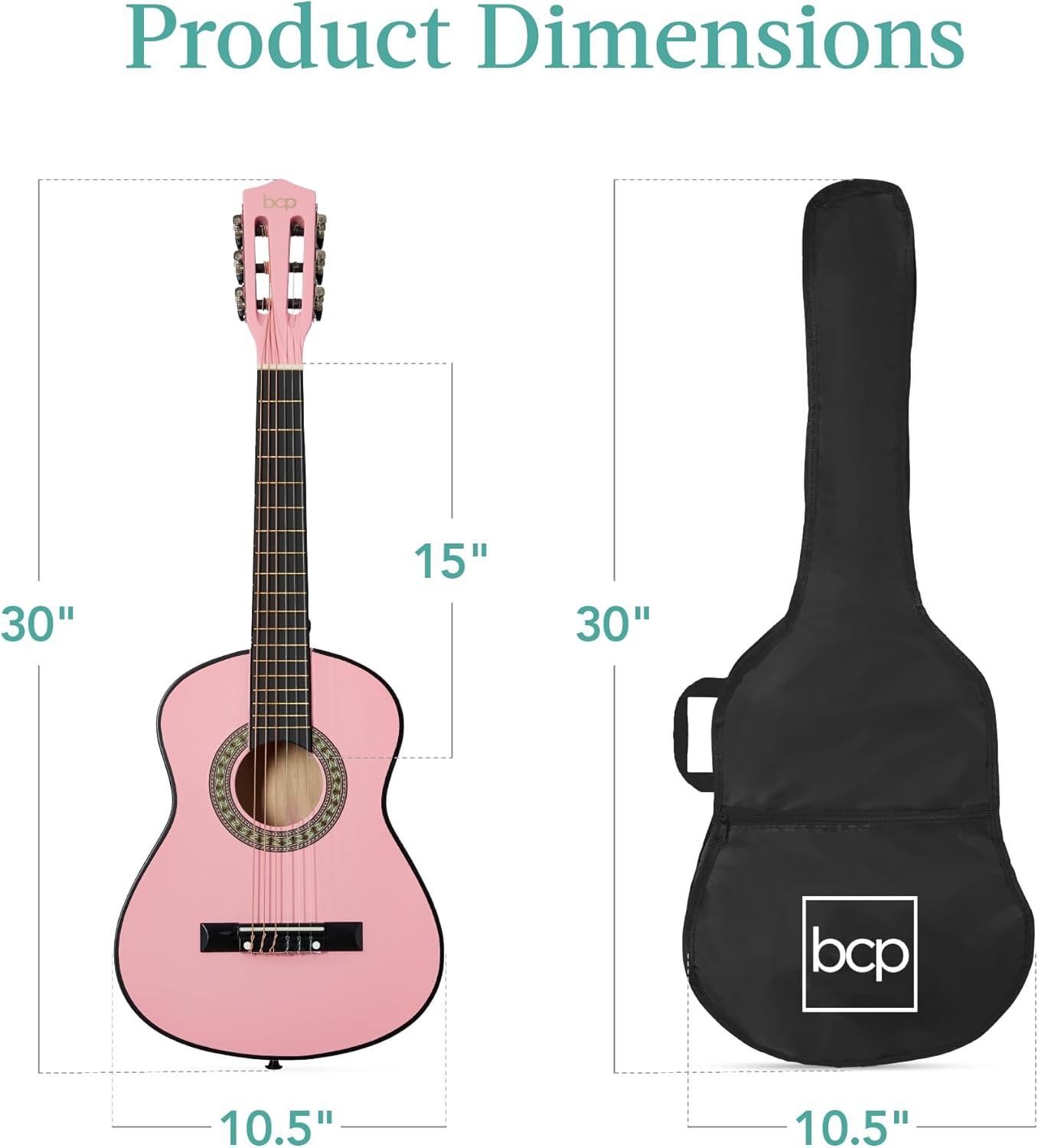 Best Choice Products 30in Kids Acoustic Guitar Beginner Starter Kit w/ Strap, Case, Strings - Pink