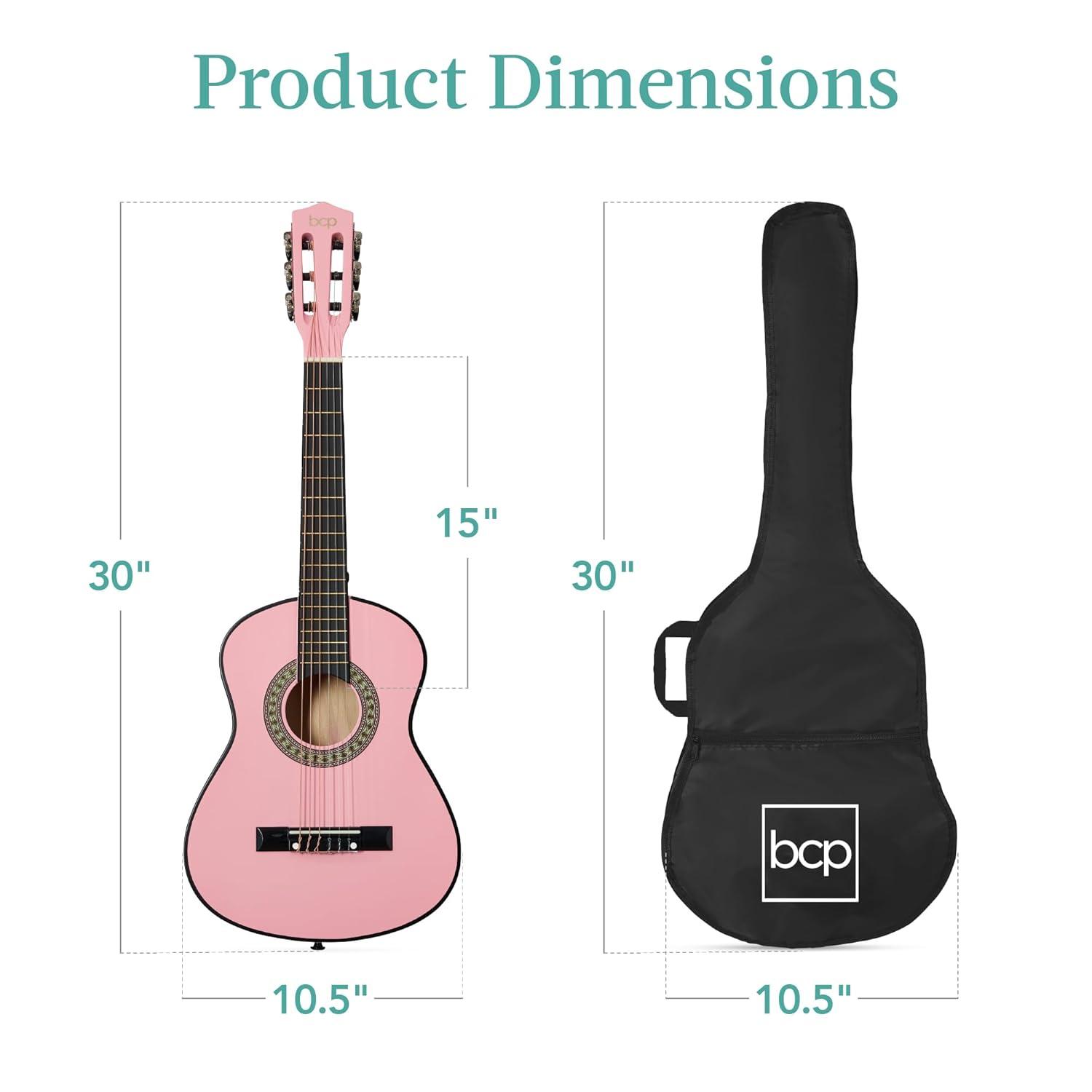 Best Choice Products 30in Kids Acoustic Guitar Beginner Starter Kit w/ Strap, Case, Strings - Pink
