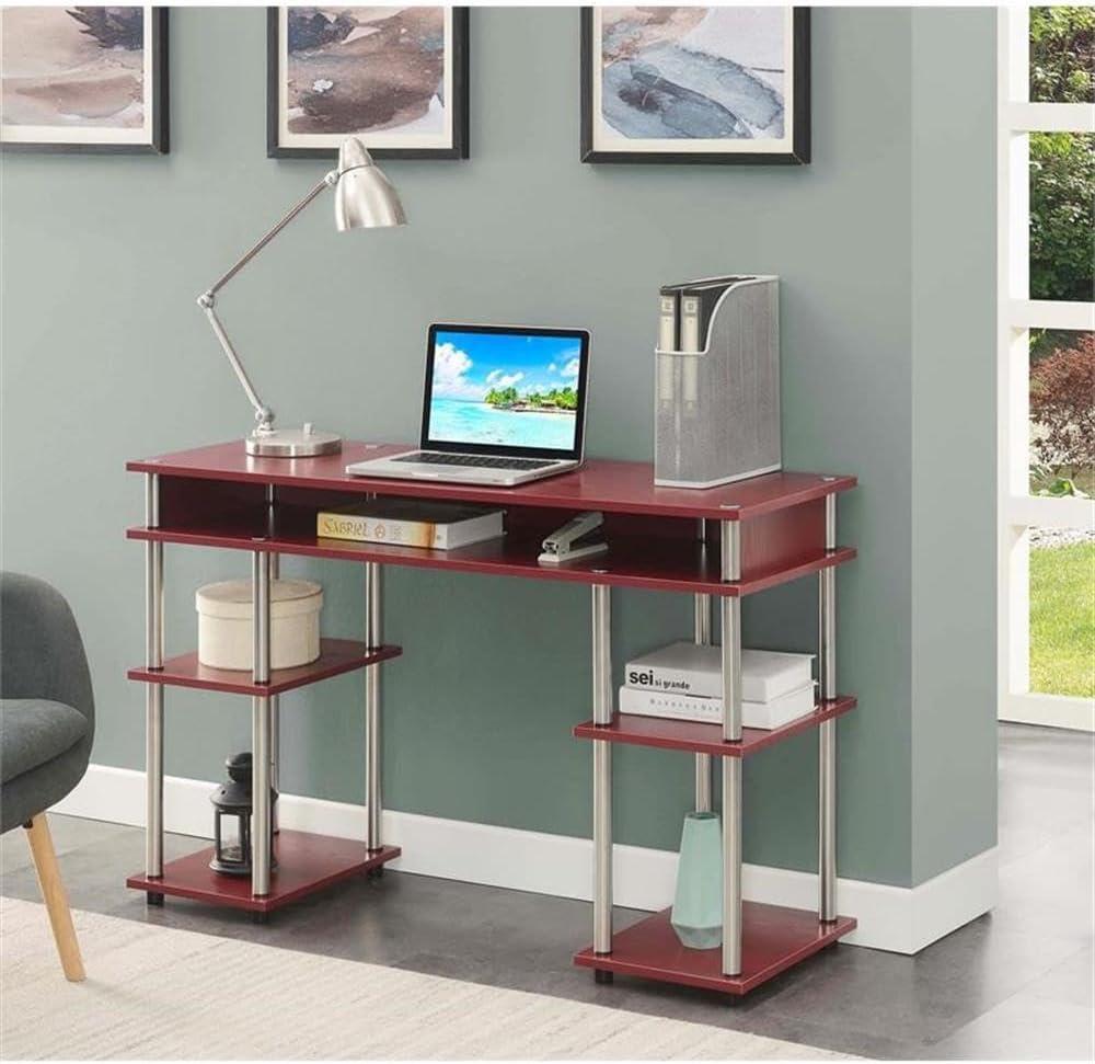 Convenience Concepts Designs2Go Student Desk with Shelves, Dark Cranberry Red, All Ages - 30" Height