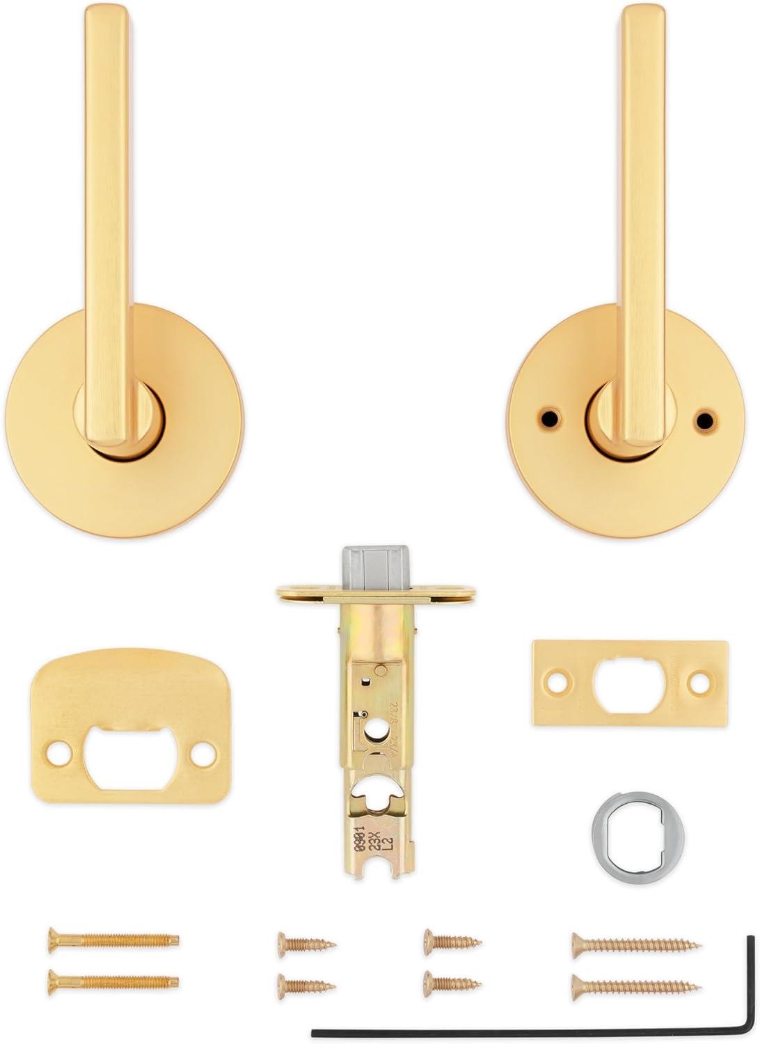 Satin Brass Contemporary Passage Door Handle Lever