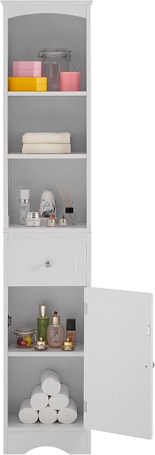 Bellemave Tall Bathroom Storage Cabinet, Freestanding Storage Cabinets with Drawer & Adjustable Shelf, Narrow Tall Cupboard for Bath Room（White）