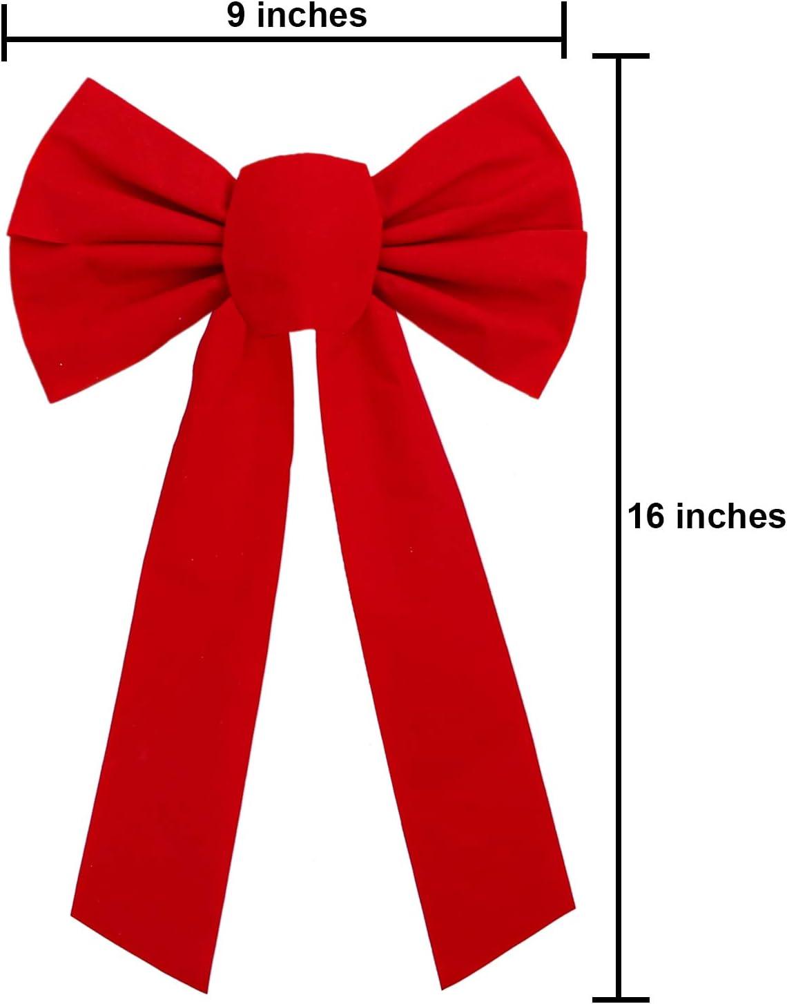 Set of 12 Large Red Velvet Christmas Bows