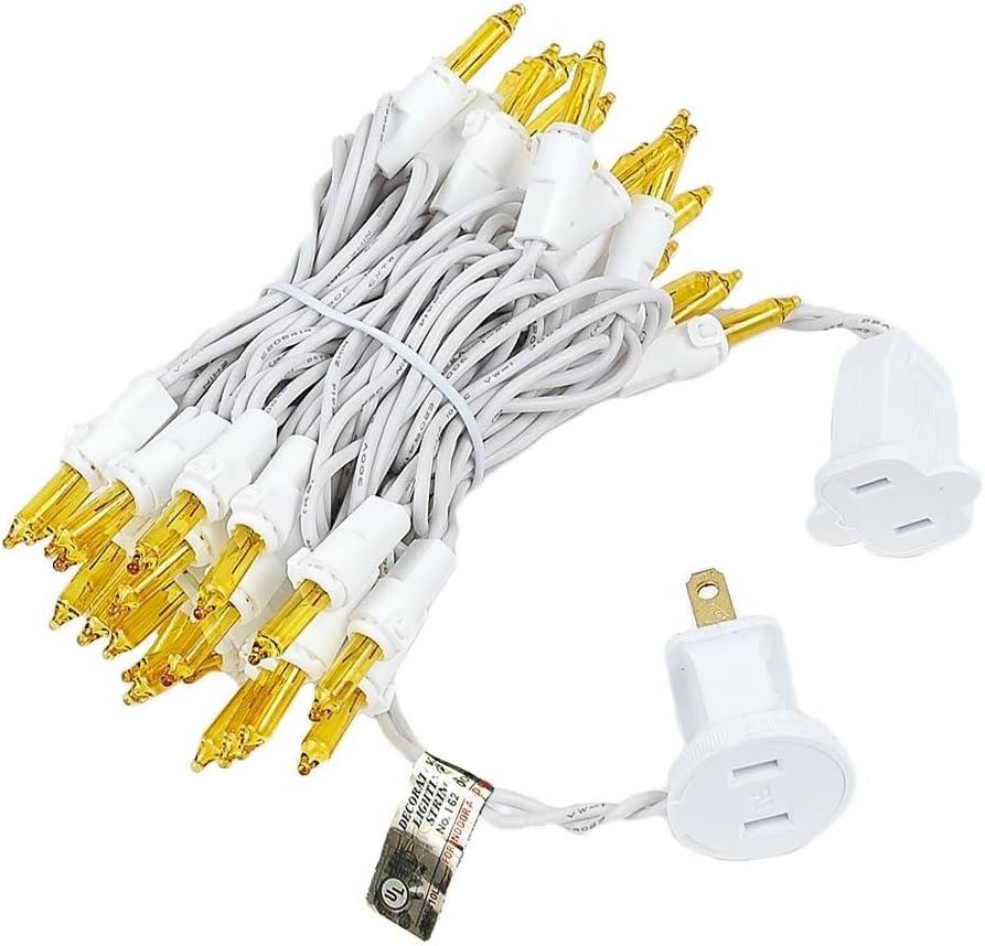 Novelty Lights Yellow 50 Light Incandescent Mini Christmas String Lights White Wire 11 Feet