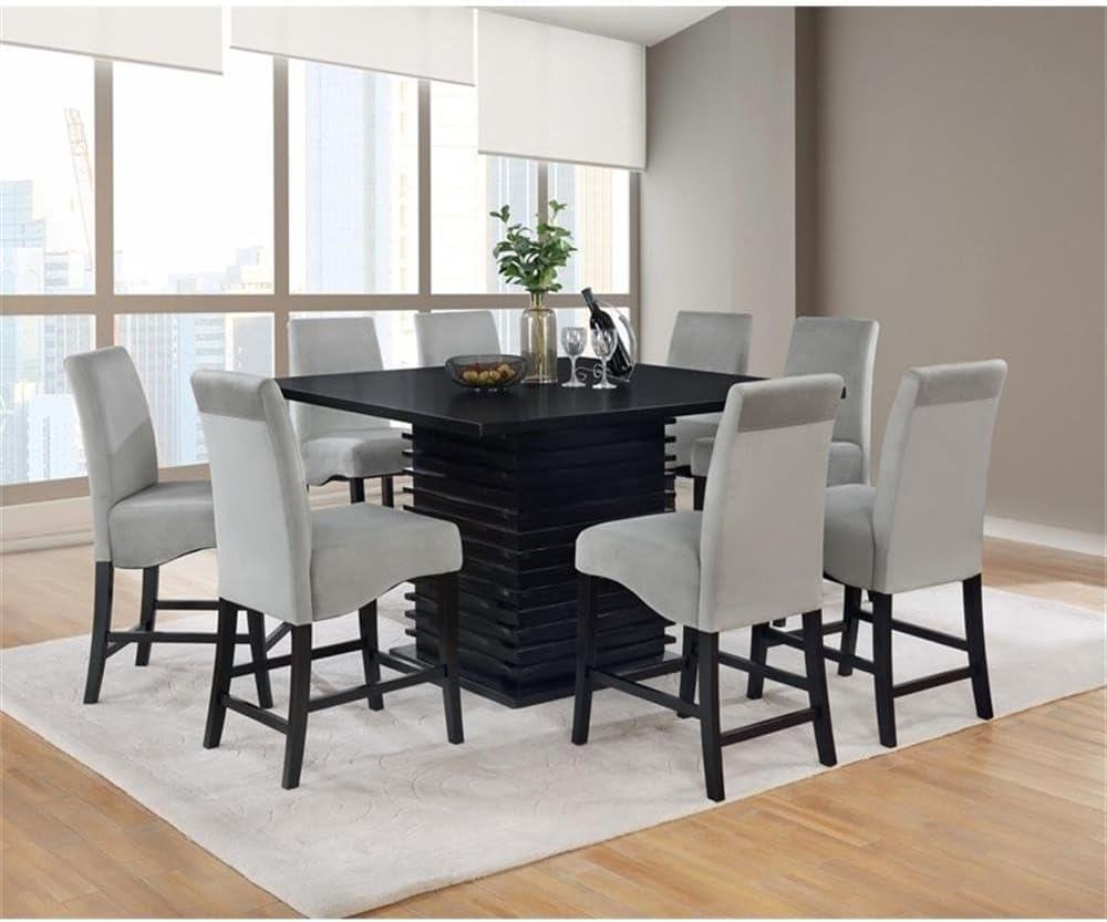 Black and Gray 7-Piece Square Counter Height Dining Set