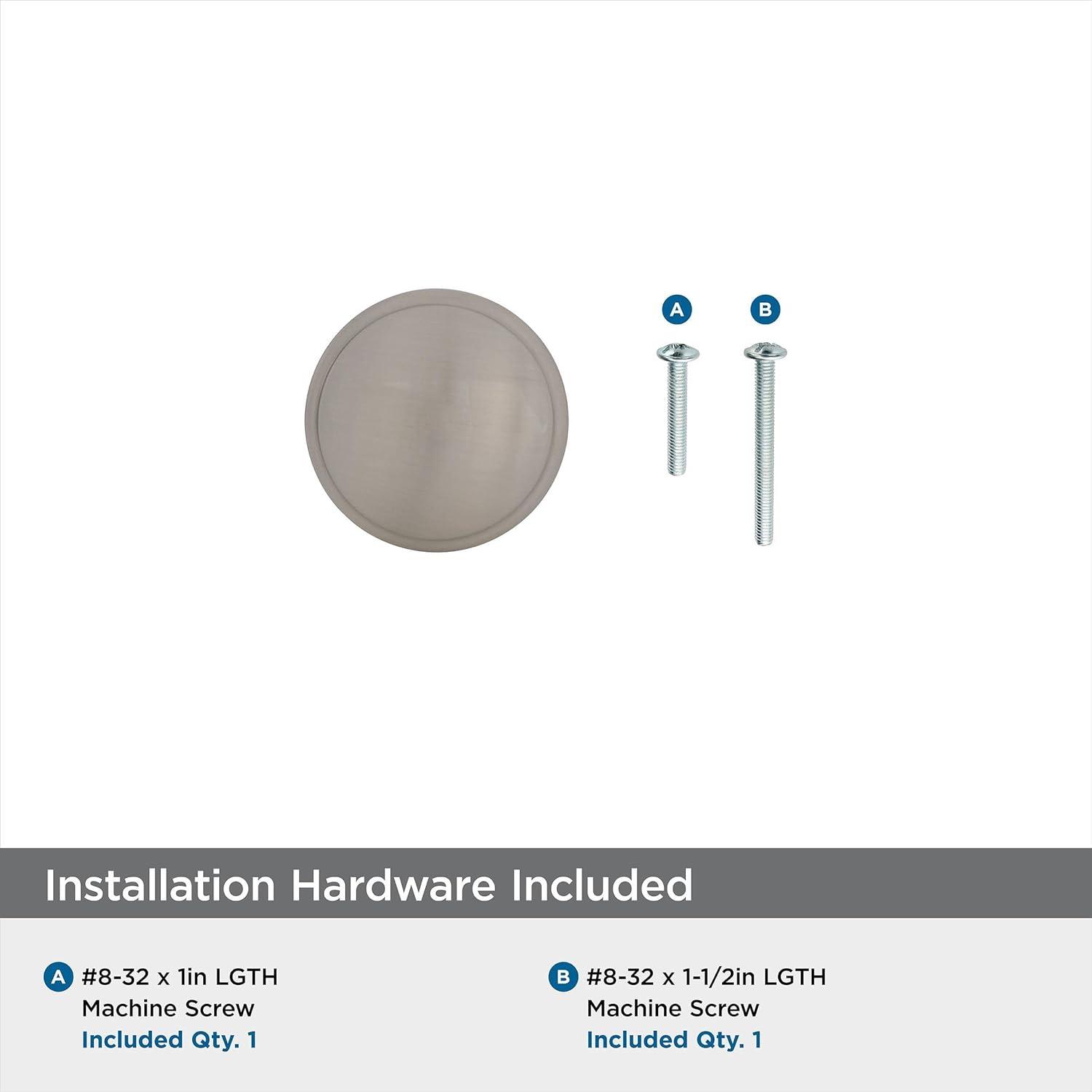 Satin Nickel Round Cabinet Knob with Mounting Hardware