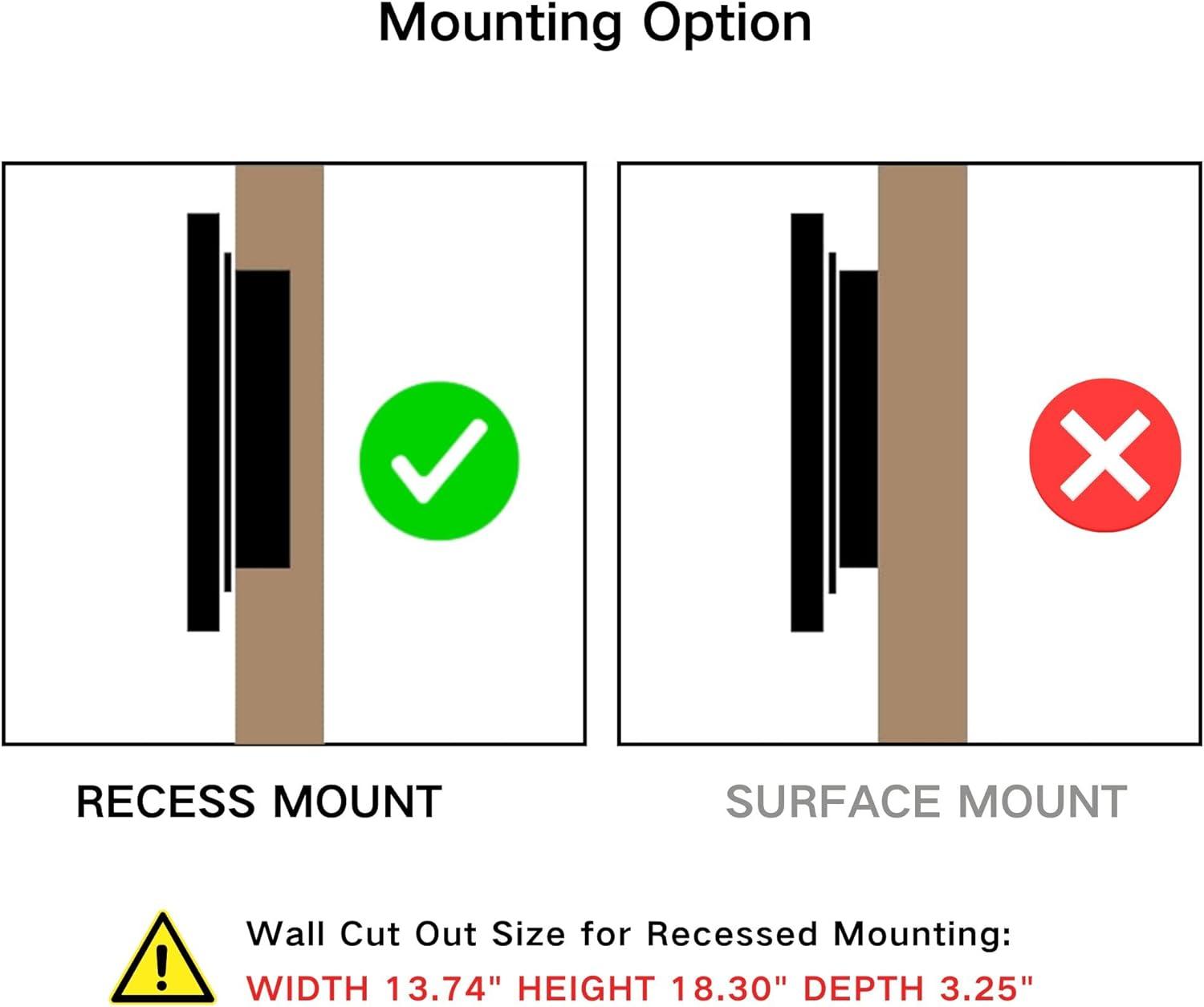 TEHOME Farmhouse 16 in. W x 24 in. H Small Recessed Metal Rectangular Bathroom Medicine Cabinets with Mirror in Matt Black