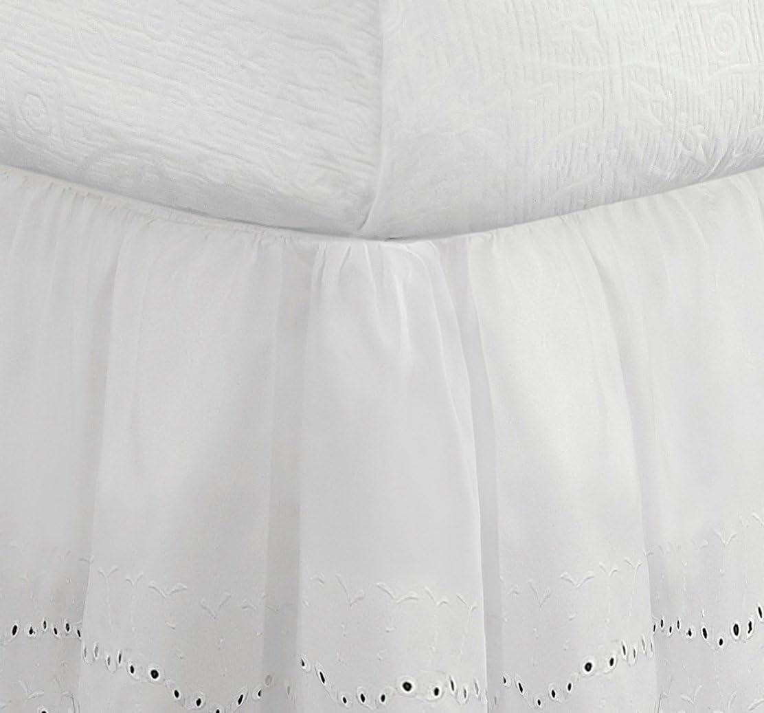 Fresh Ideas Ruffled Eyelet 14" Bed Skirt, Full, White