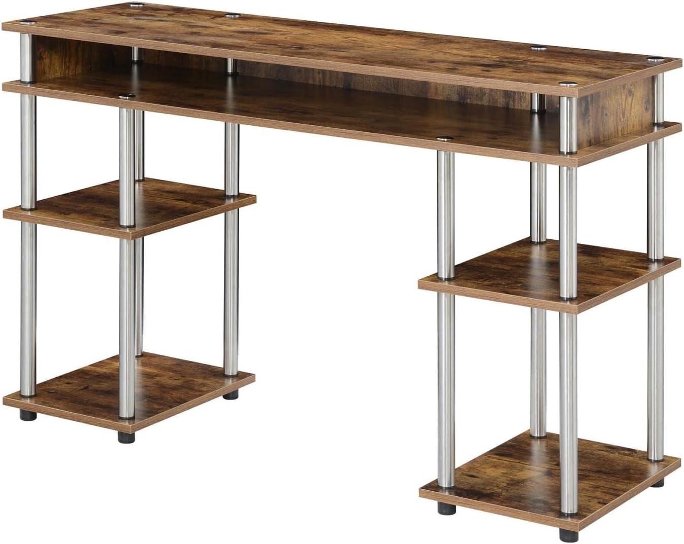 Barnwood Espresso 48" Wood Student Desk with Shelves