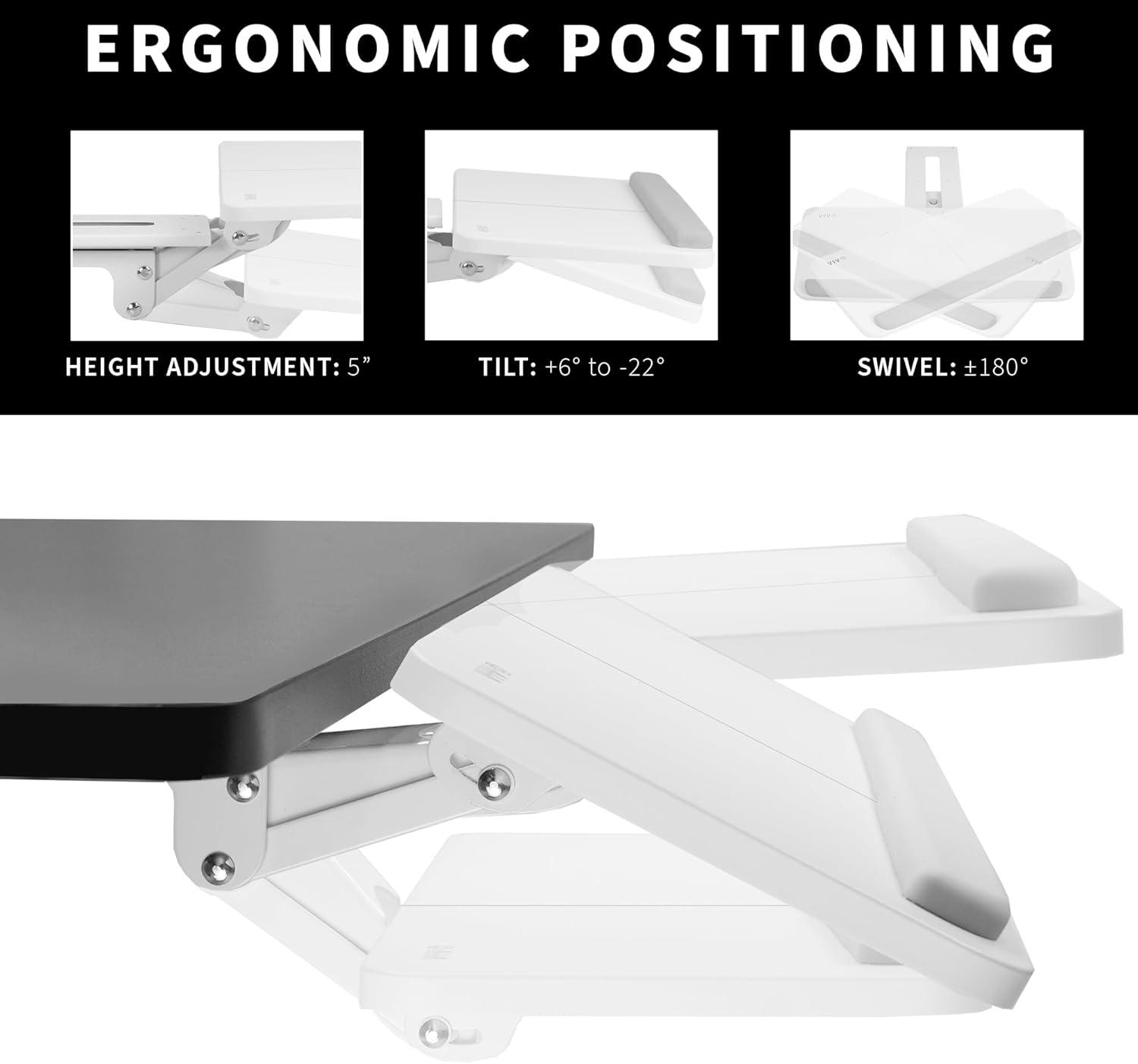 White Adjustable Steel Keyboard and Mouse Tray with Sliding Track