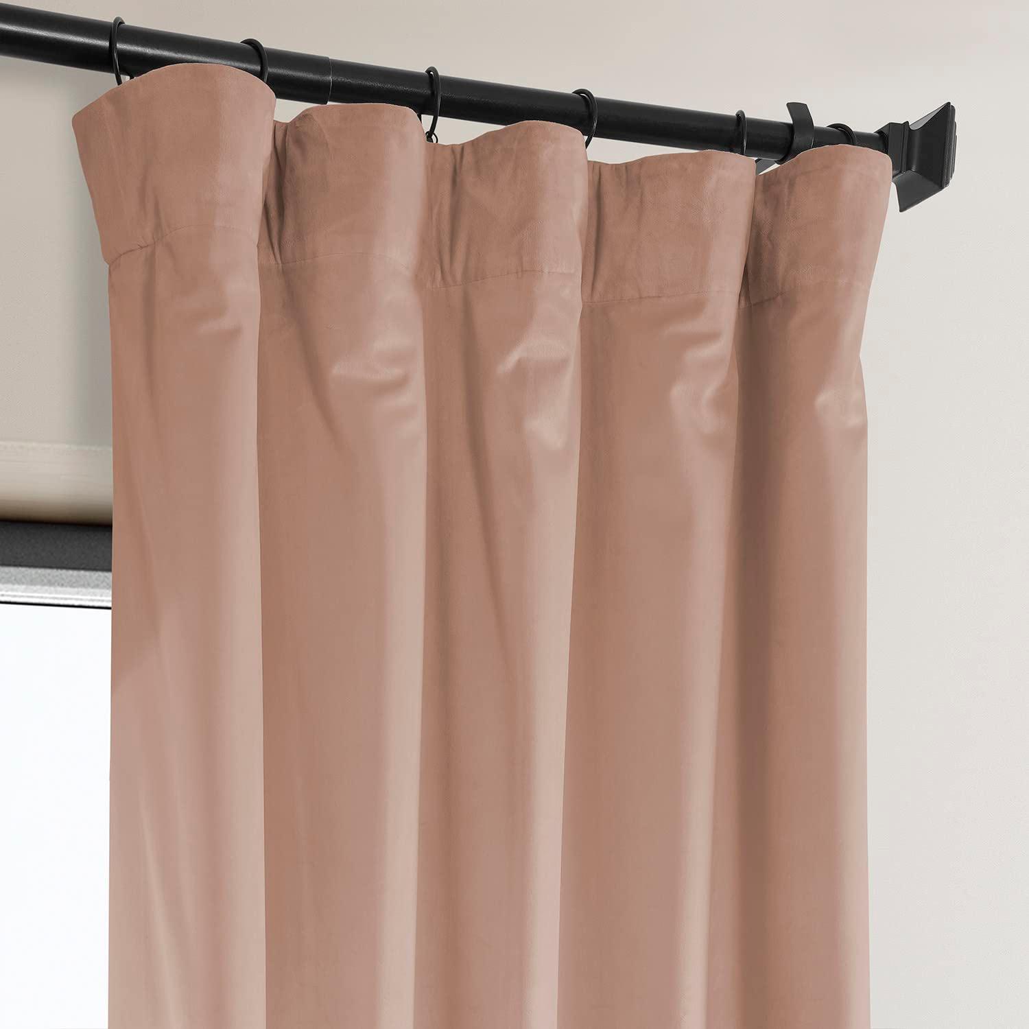 HPD Half Price Drapes Heritage Plush Velvet Curtains 108 Inches Long Room Darkening Curtains for Bedroom & Living Room 50W x 108L, (1 Panel), Peach Blossom