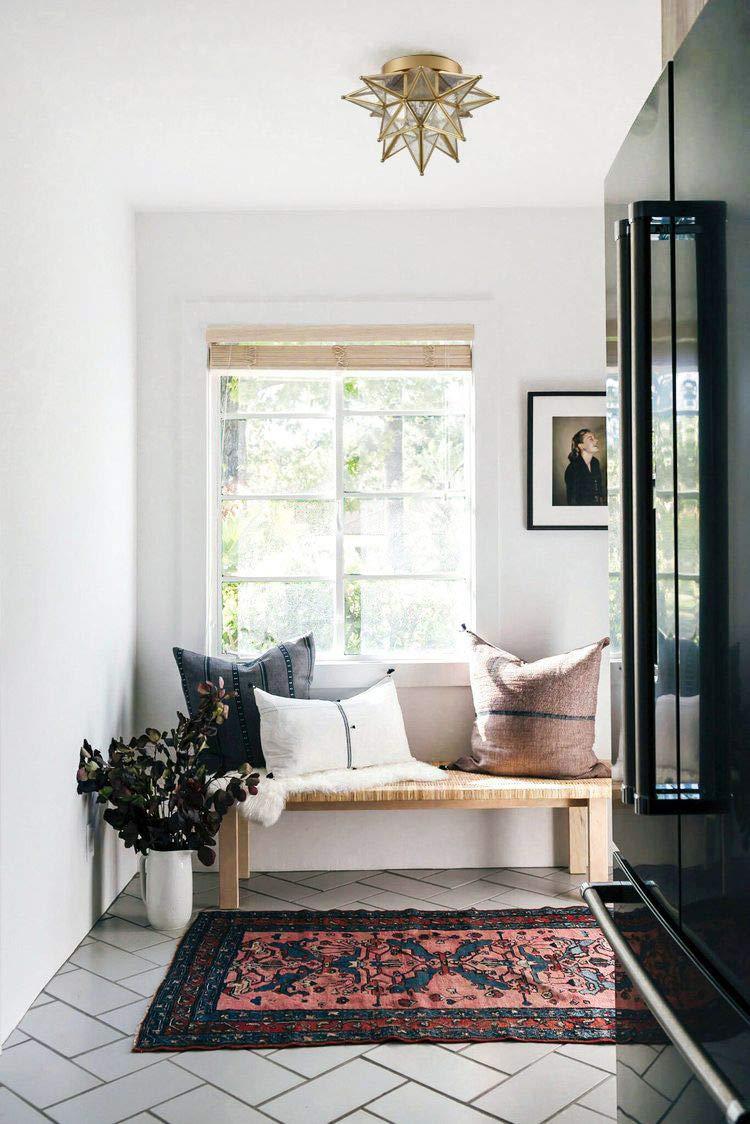 Brass Moravian Star Light Flush Mount Celing Lights Seeded Glass Shade