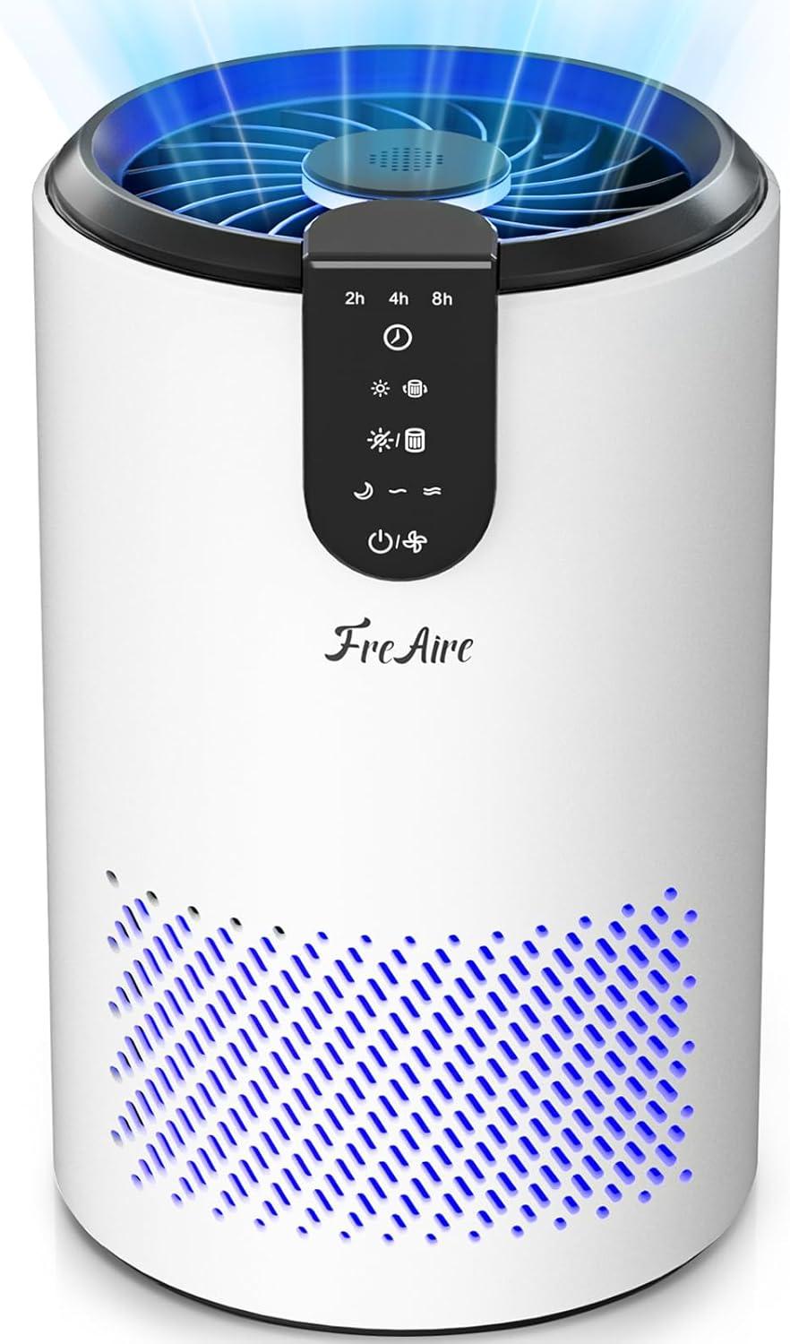 FreAire Air Purifiers for Home, Air Purifier for Bedroom Up to 538 Ft²/h, Room air purifier with 3-in-1 Filter for Dust Dander Odors Smoke, Small Air Purifier with Timer, Sleep Mode for Office Bedroom