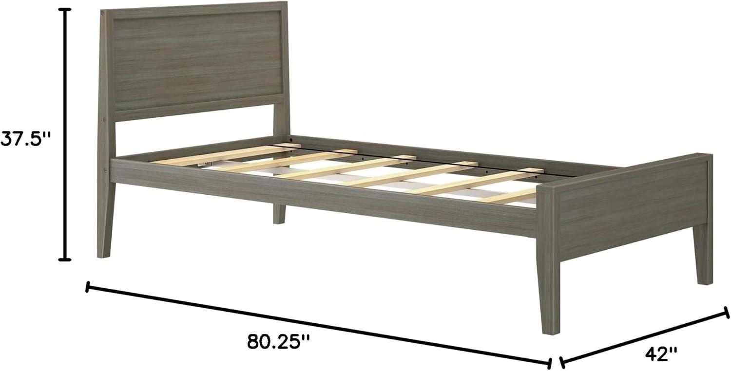 Max & Lily Twin Bed Frame, Solid Wood Classic Platform Bed with Panel Headboard for Kids