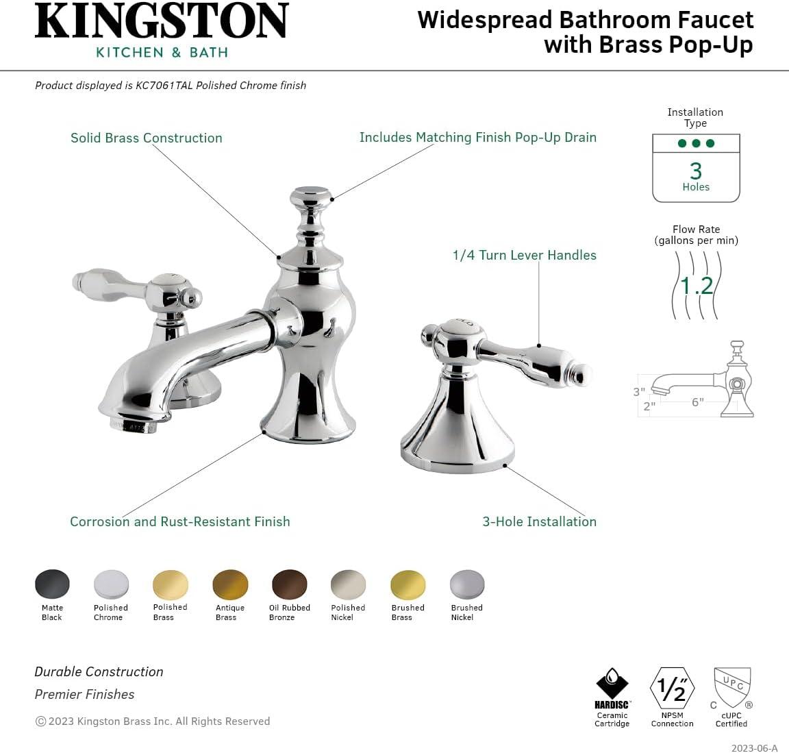 Tudor Elegance 8'' Polished Chrome Widespread Bathroom Faucet