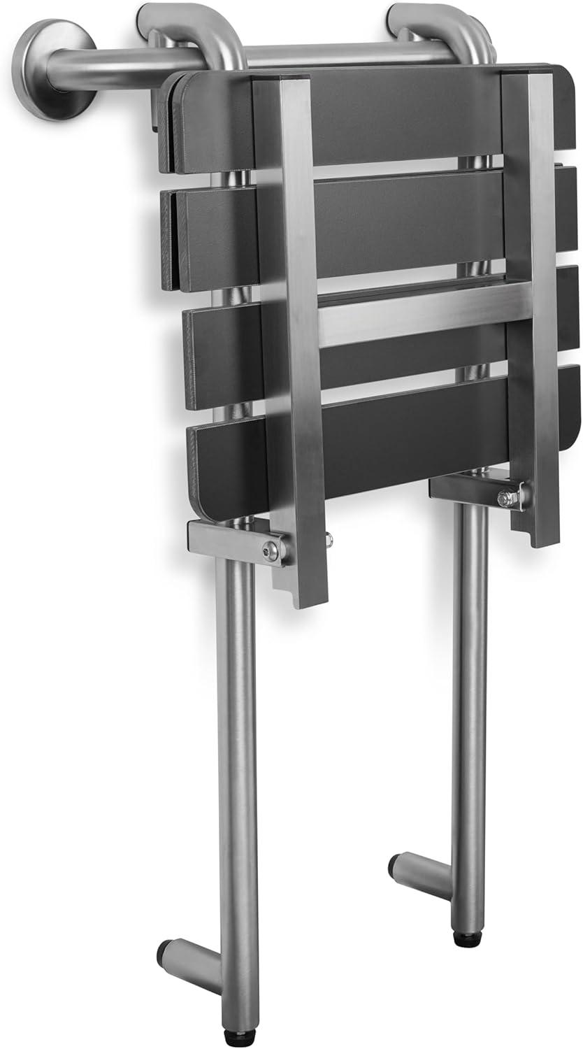 Seachrome Portable Hanging Profile Bench Shower Seat with 18-inch Grab Bar, Grab Bar Supported
