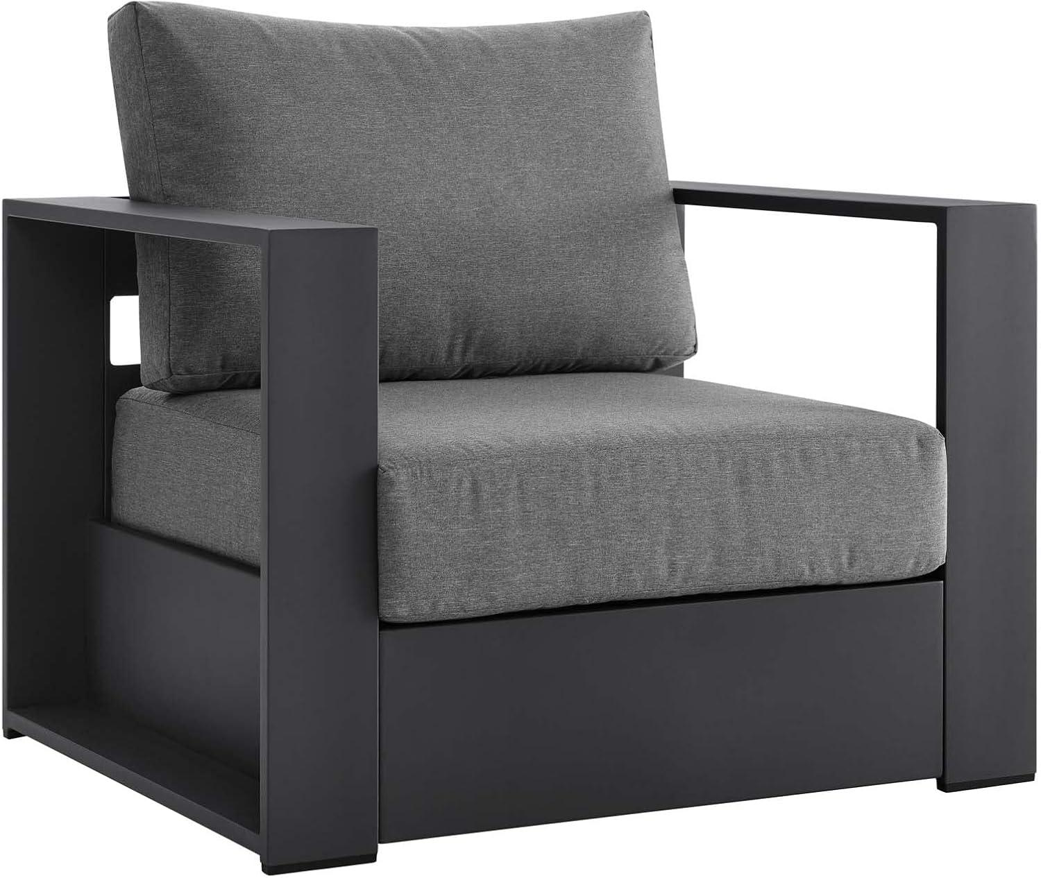 Modway Tahoe Outdoor Patio Powder-Coated Aluminum 2-Piece Armchair Set in Gray Charcoal