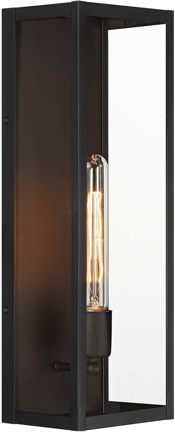John Timberland Cornell 18" High Modern Box Outdoor Wall Light Fixture Mount Porch House Exterior Outside Edison Bulb Sand Black Clear Glass Shade
