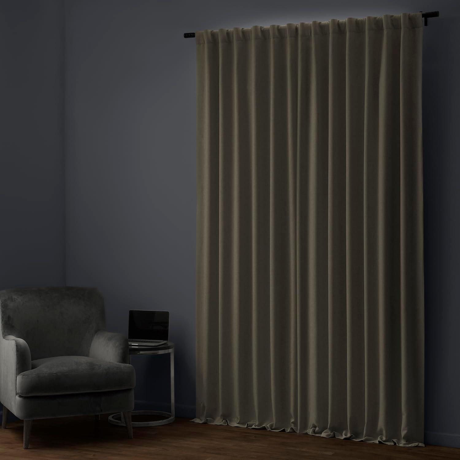 Signature Safari Tan Faux Linen Blackout Curtain (1 Panel), Safari Tan, 50W X 108L