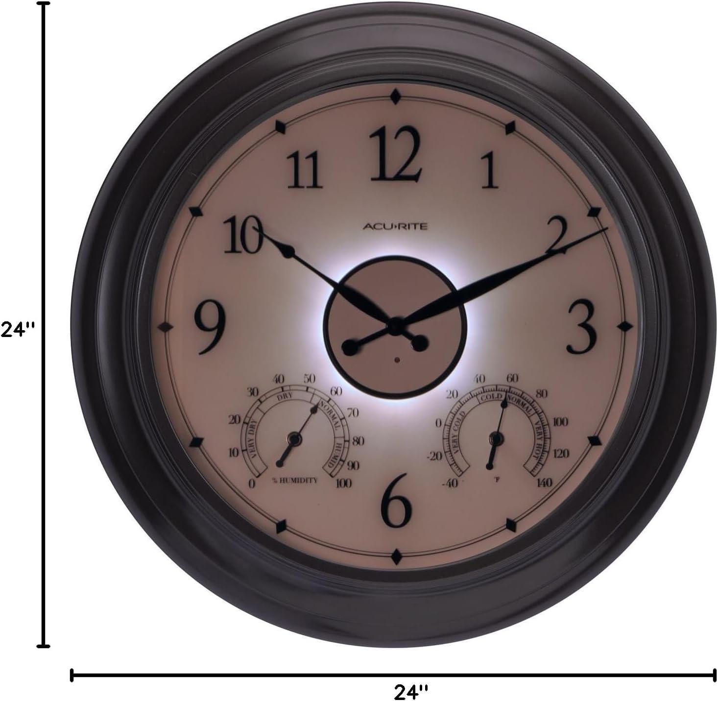 Illuminated Outdoor Clock with Temperature and Humidity Sensor