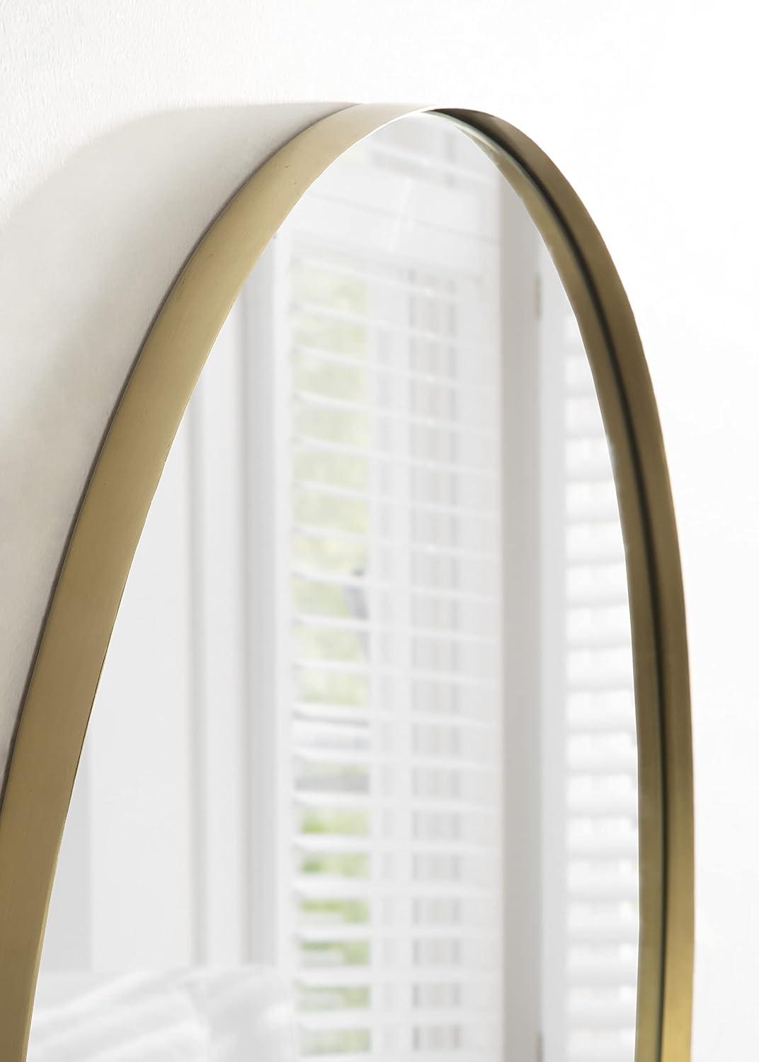 Kate and Laurel Rollo Midcentury Oval Metal Framed Mirror, 20 x 30, Gold, Decorative Modern Mirror Decor for Wall