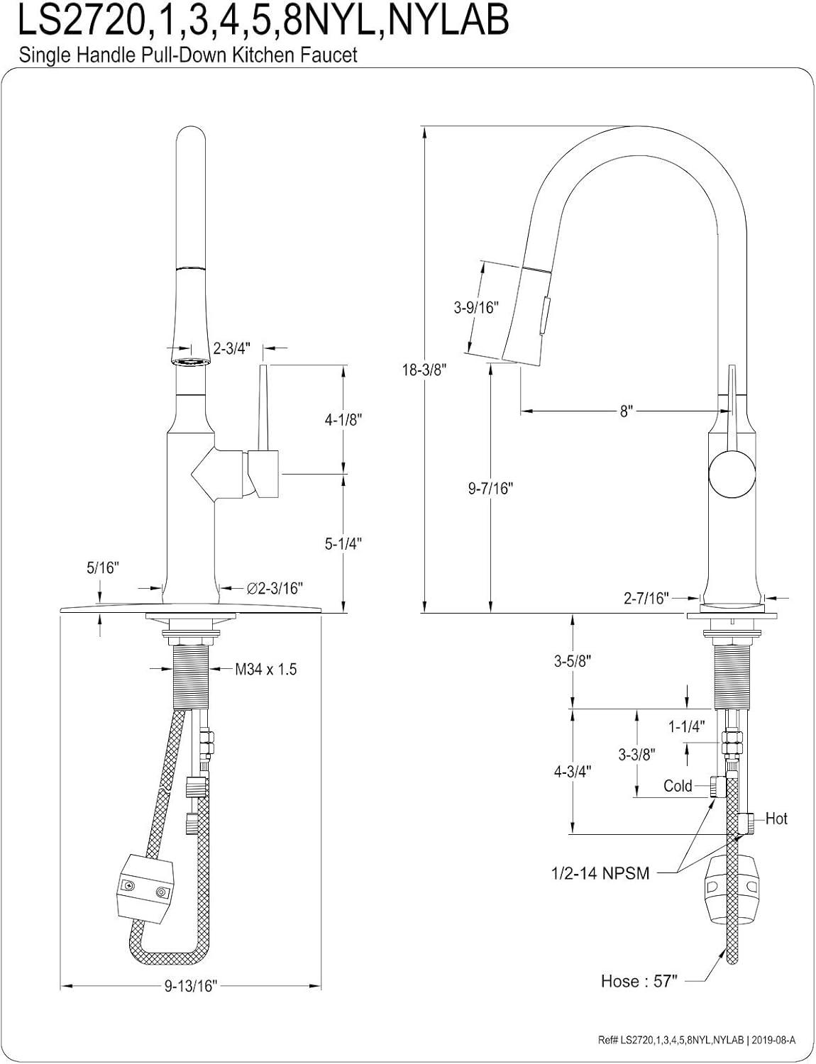 Brushed Brass Single-Handle Pull-Down Kitchen Faucet