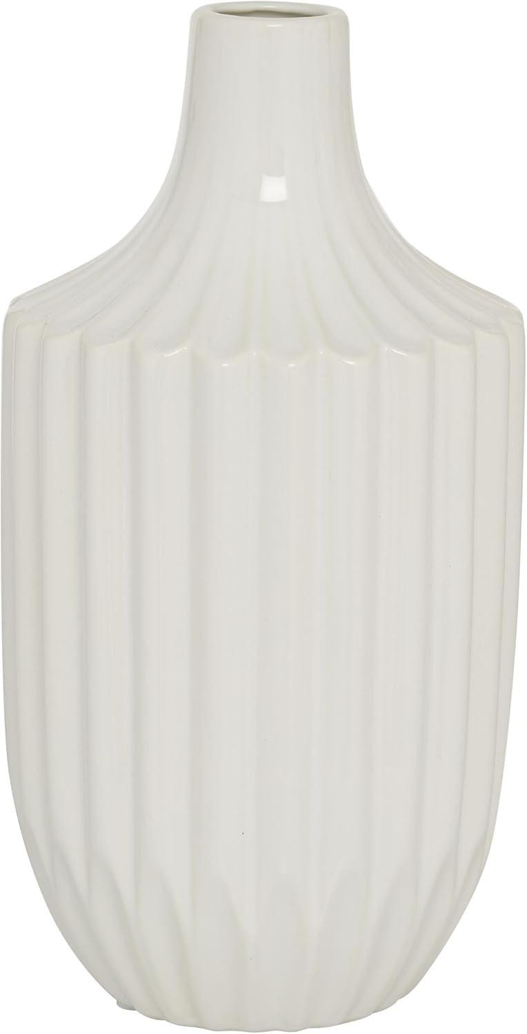 Sleek Elegance Glossy White Ceramic Bud Vase