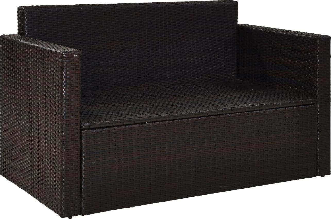 Palm Harbor Outdoor Wicker Sofa In Brown with Gray Cushions - Crosley: All-Weather, Fade-Resistant Patio Furniture