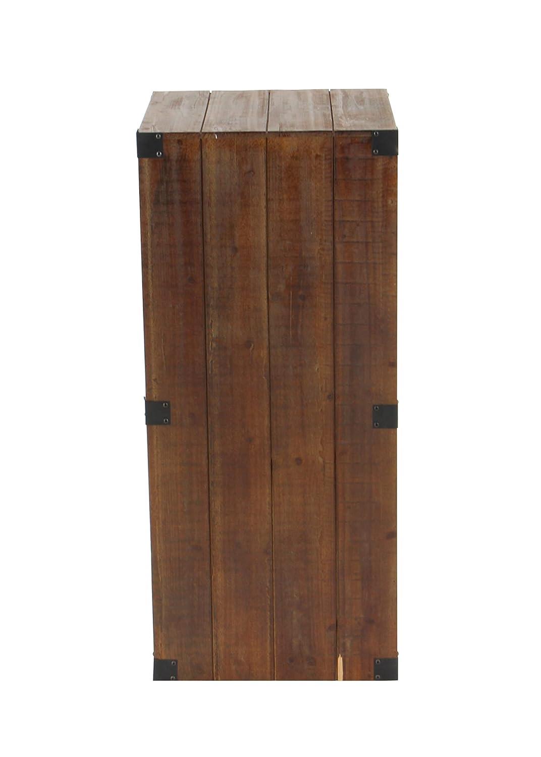 Set of 5 Farmhouse Wood Pedestal Tables Brown - Olivia & May: Indoor Accent Furniture, No Assembly Required