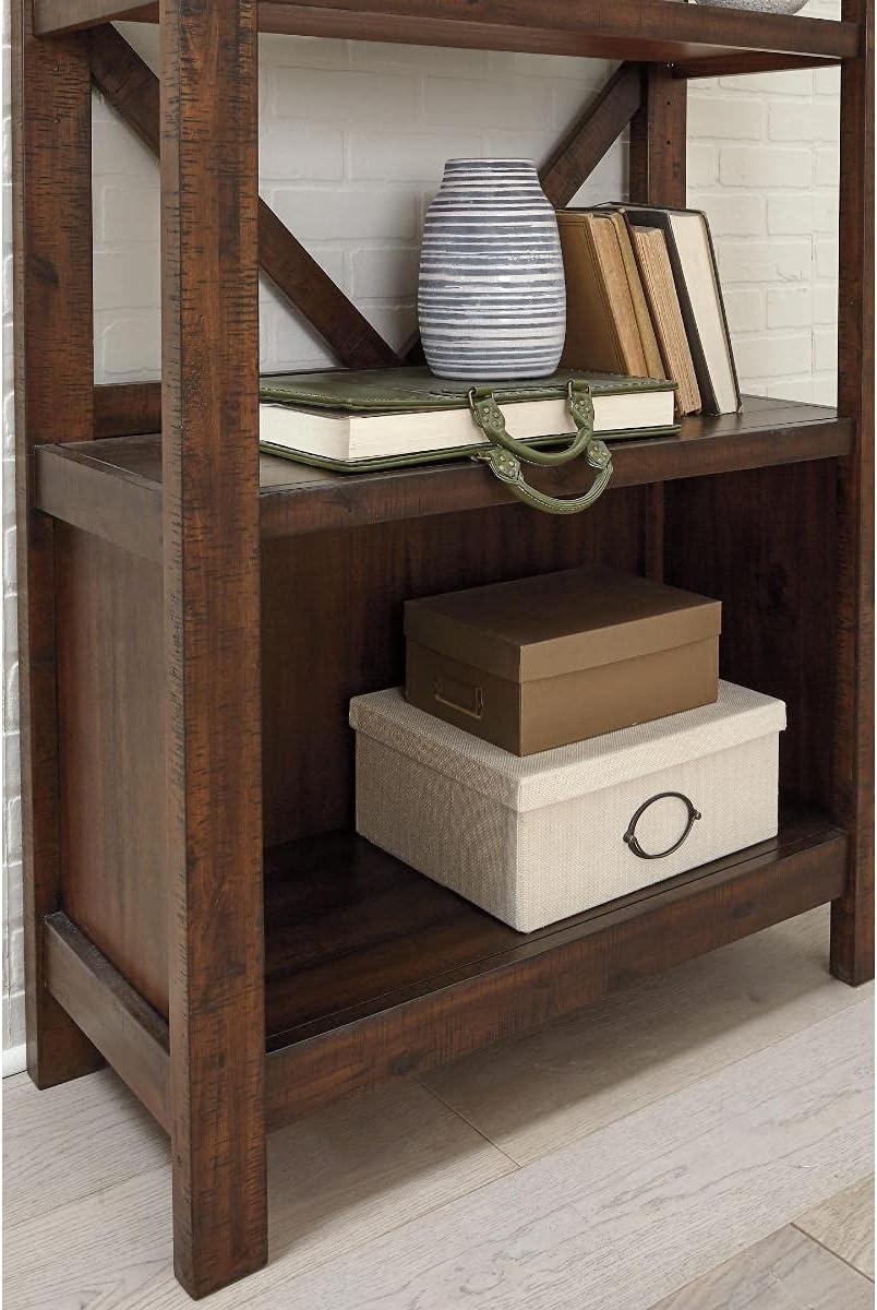 Transitional Warm Brown Acacia 78" Adjustable Bookcase