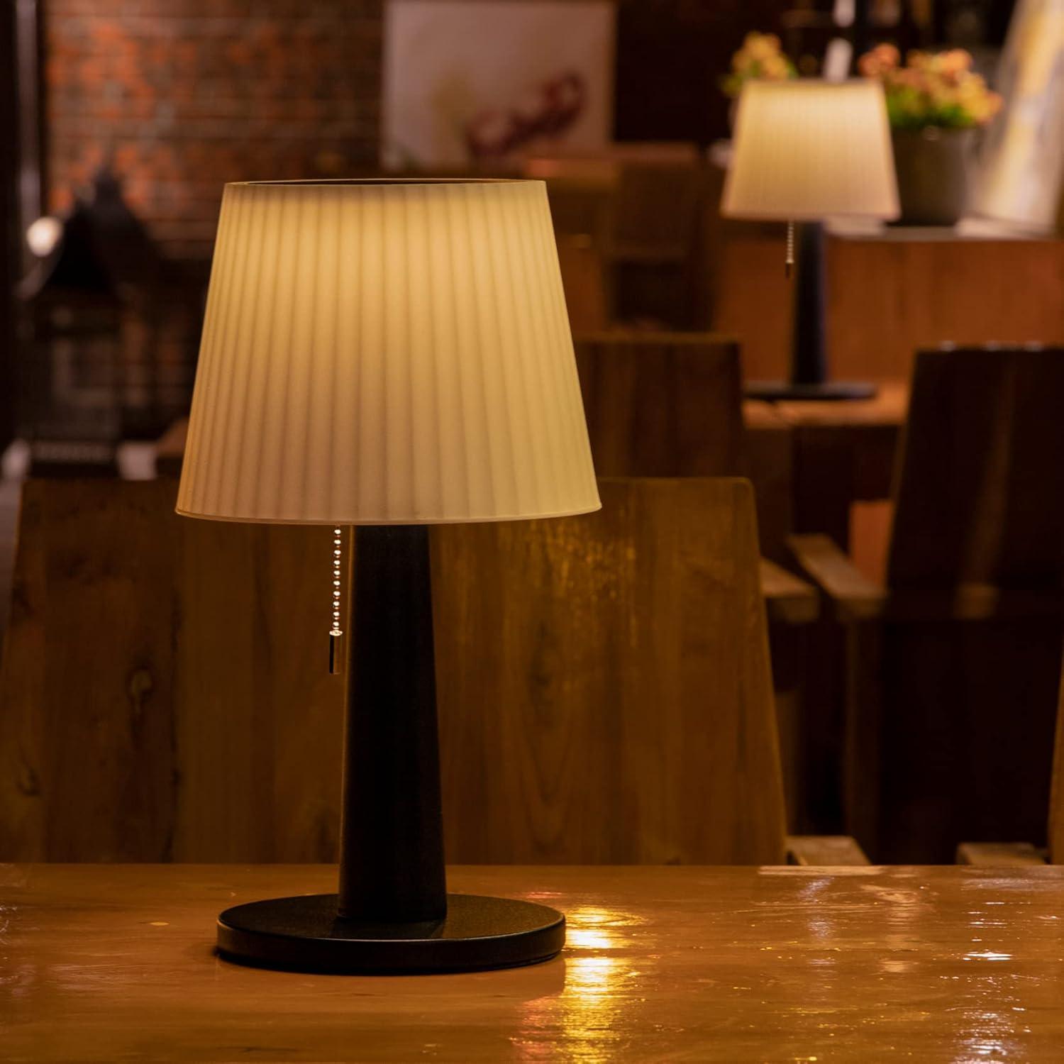 Beautyard Solar Table Lamps Outdoor Indoor - 3 Lighting Modes, 4000mAh Eye-Caring LED Waterproof Cordless Solar Desk Lamp with Pull Chain Garden Outside Patio Garden Bedroom Living Room Gifts Mom