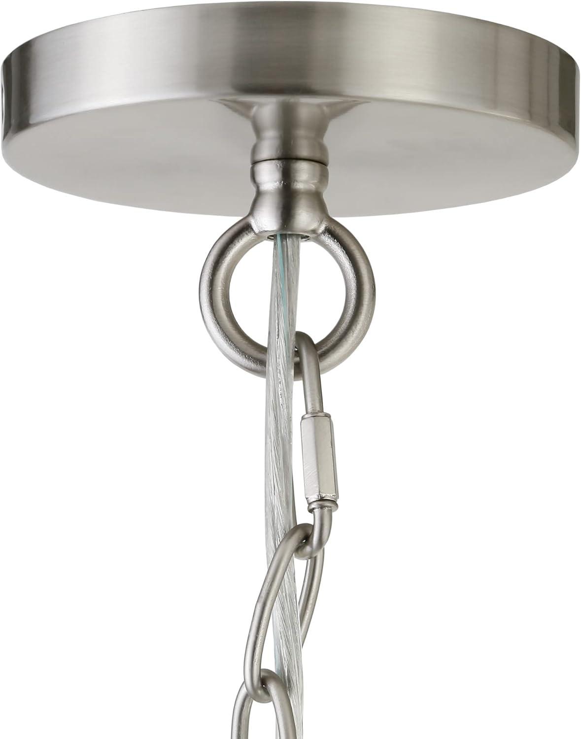 Evelyn&Zoe 11" Brushed Nickel Finish Metal/Glass Pendant