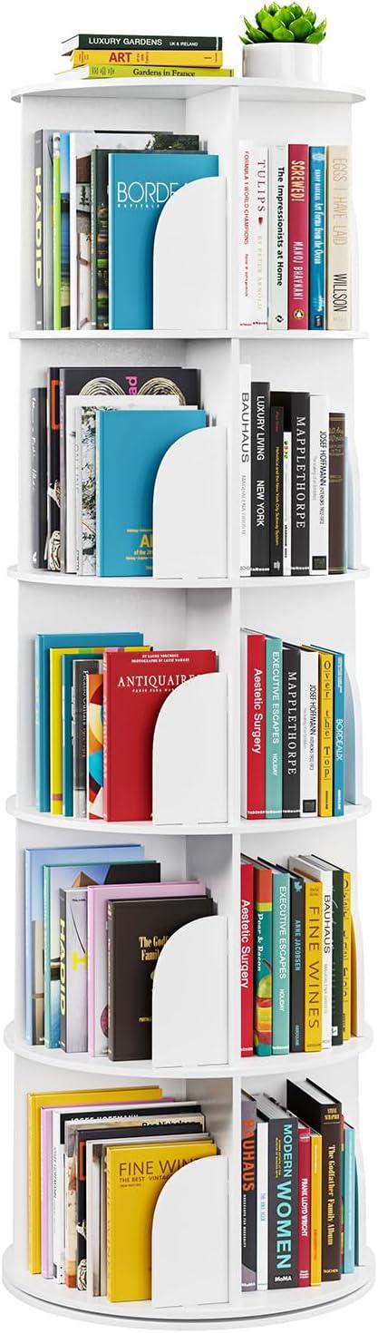 SpaceAid Rotating Bookshelf Tower, 360° Spinning Bookcase Lazy Susan, Revolving Round Carousel For Book Storage, Vertical Turning Spiral Corner Organizer