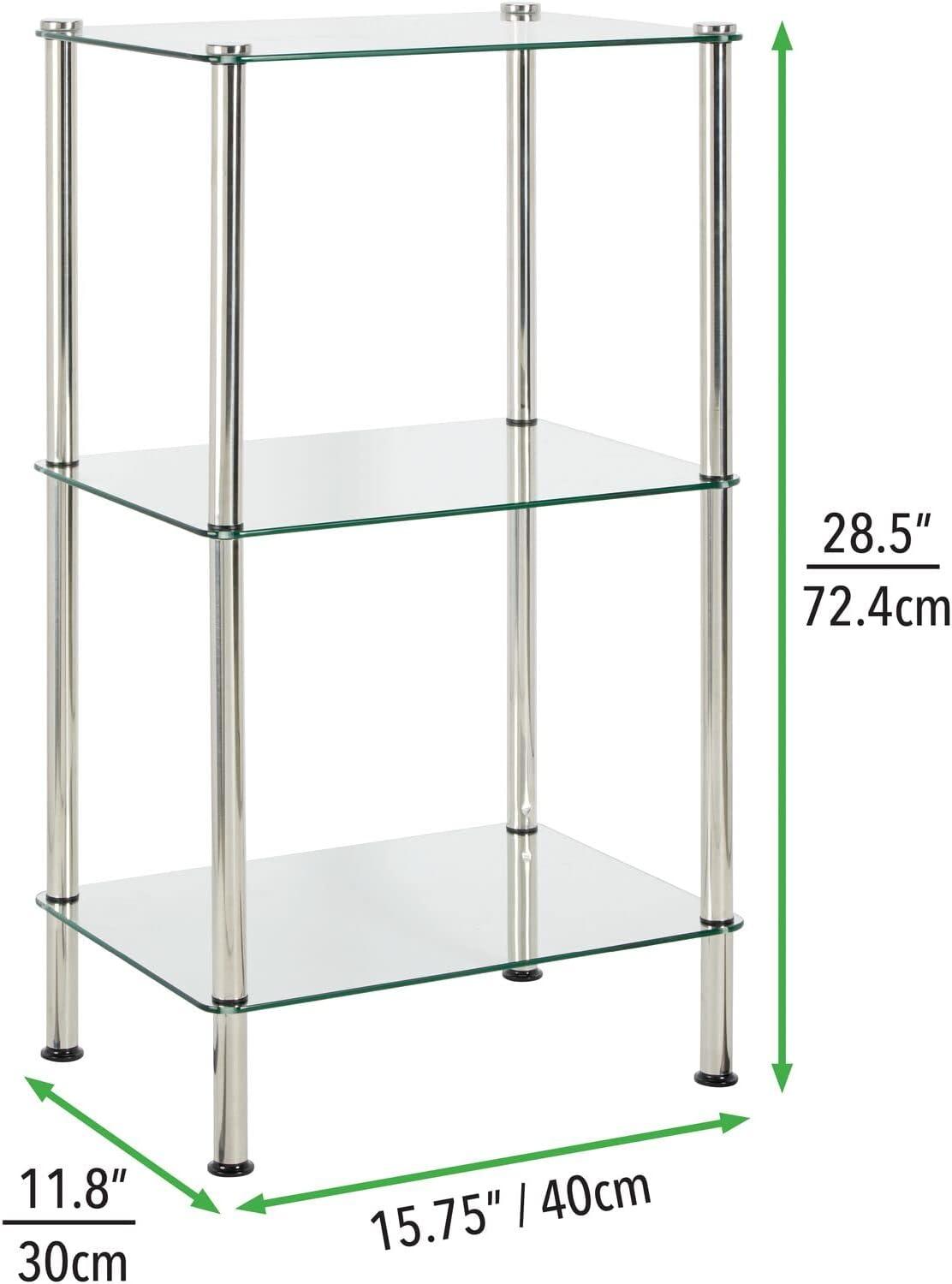 mDesign Metal/Glass Tiered Storage Tower with Open Glass Shelves